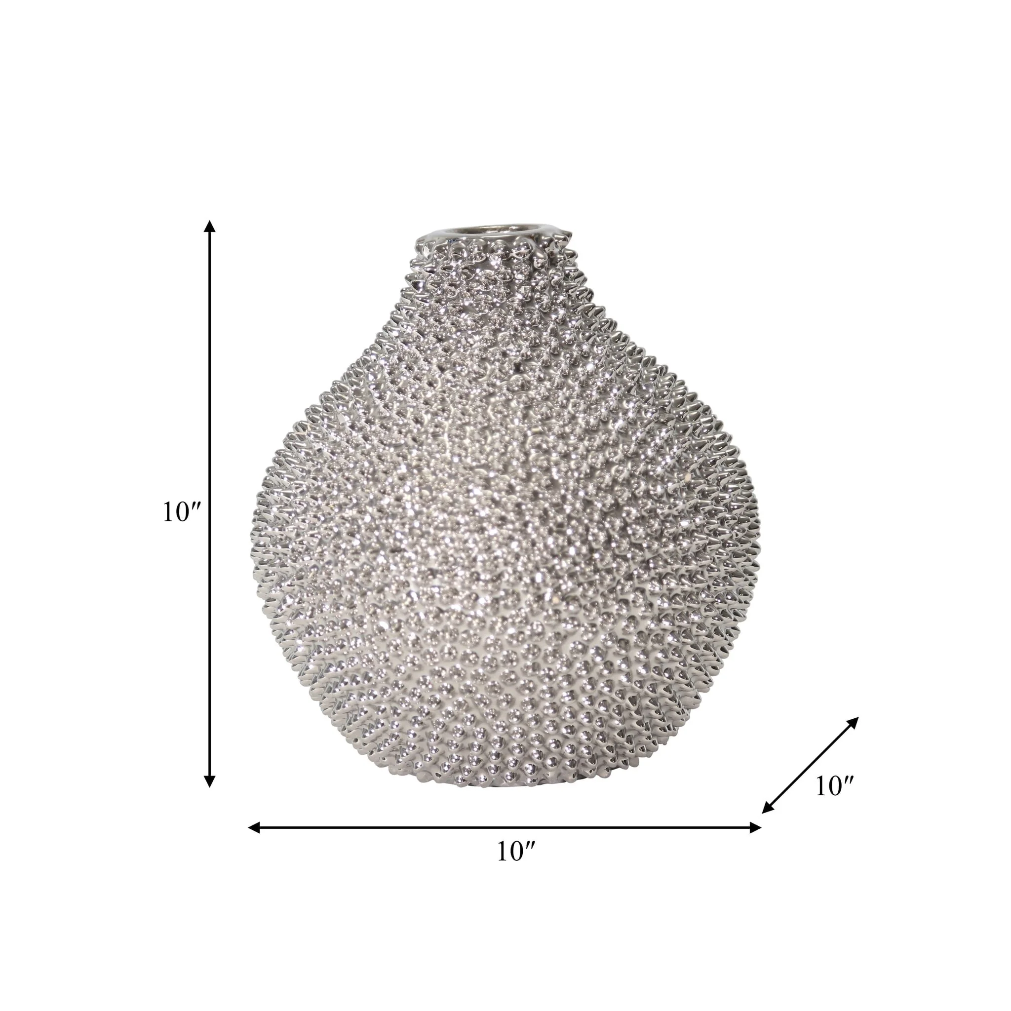 Ec Silver Spiked Ceramic Vase 10" Rf - Image 5