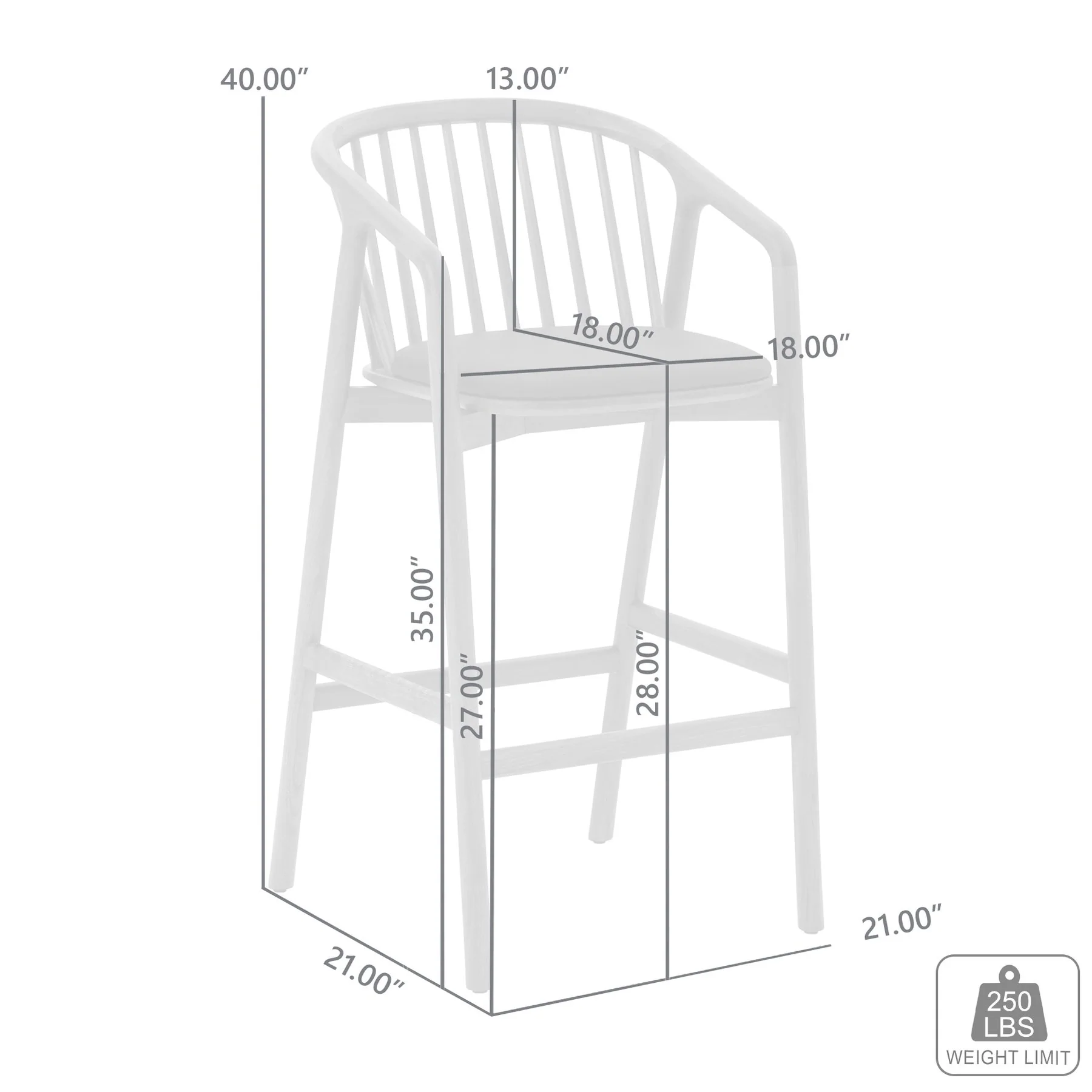 Echo Black Oak Wood and Faux Leather Bar Stool - Image 11