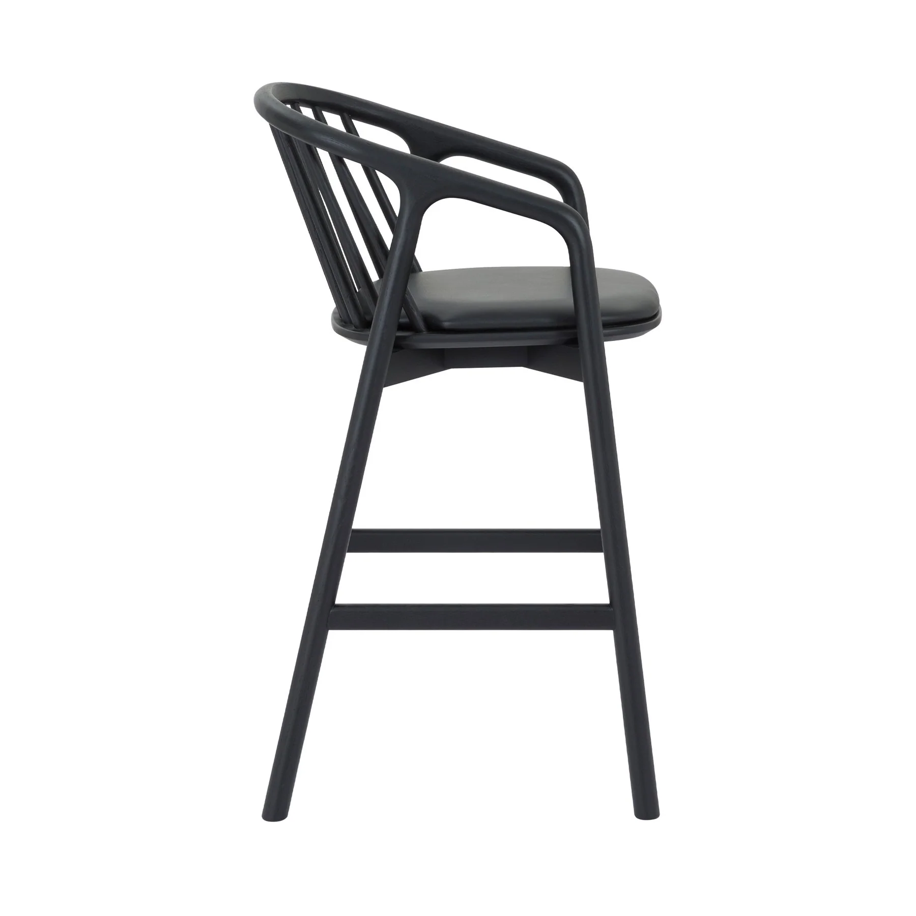 Echo Black Oak Wood and Faux Leather Bar Stool - Image 3