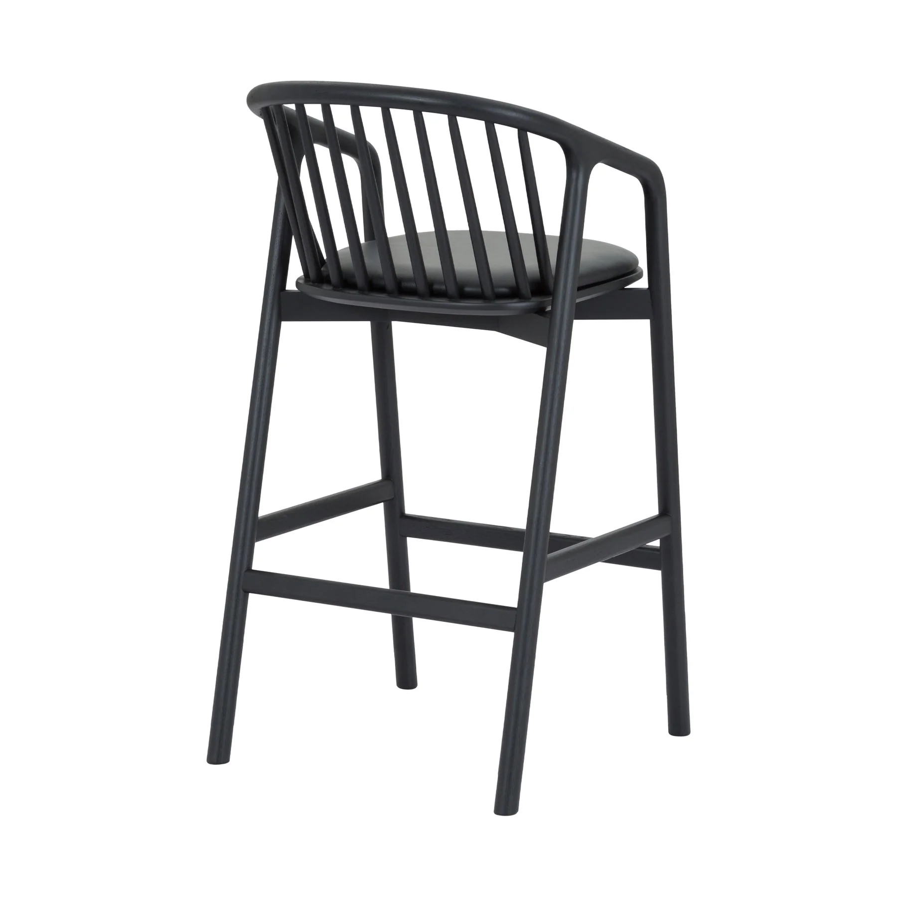 Echo Black Oak Wood and Faux Leather Bar Stool - Image 4