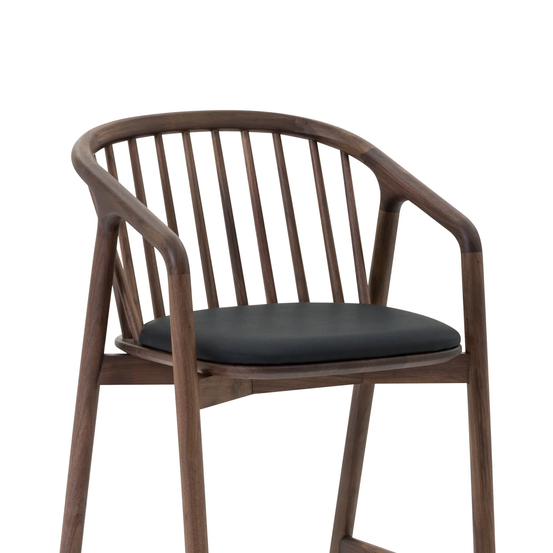 Echo Walnut Wood and Black Faux Leather Bar Stool - Image 5