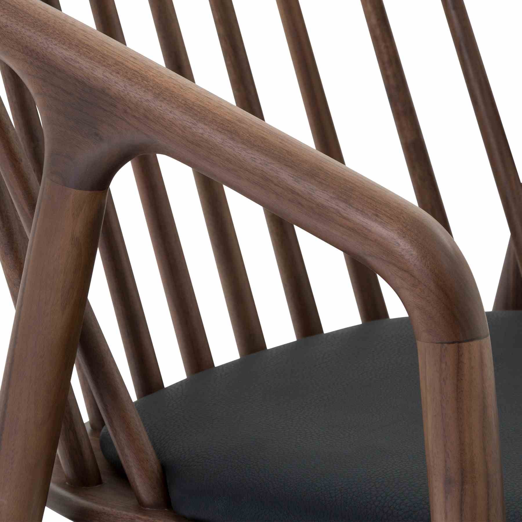 Echo Walnut Wood and Black Faux Leather Bar Stool - Image 8
