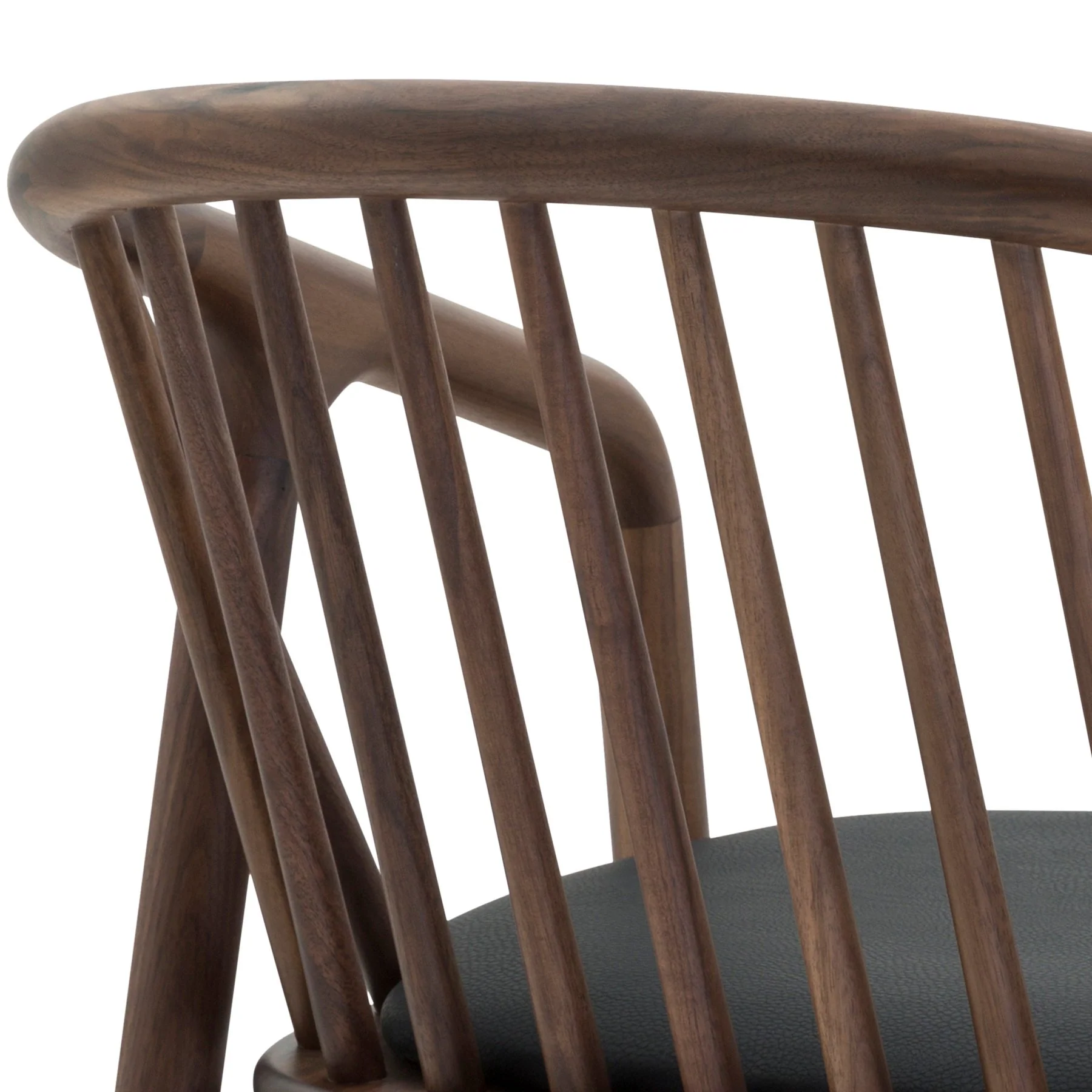 Echo Walnut Wood and Black Faux Leather Bar Stool - Image 9