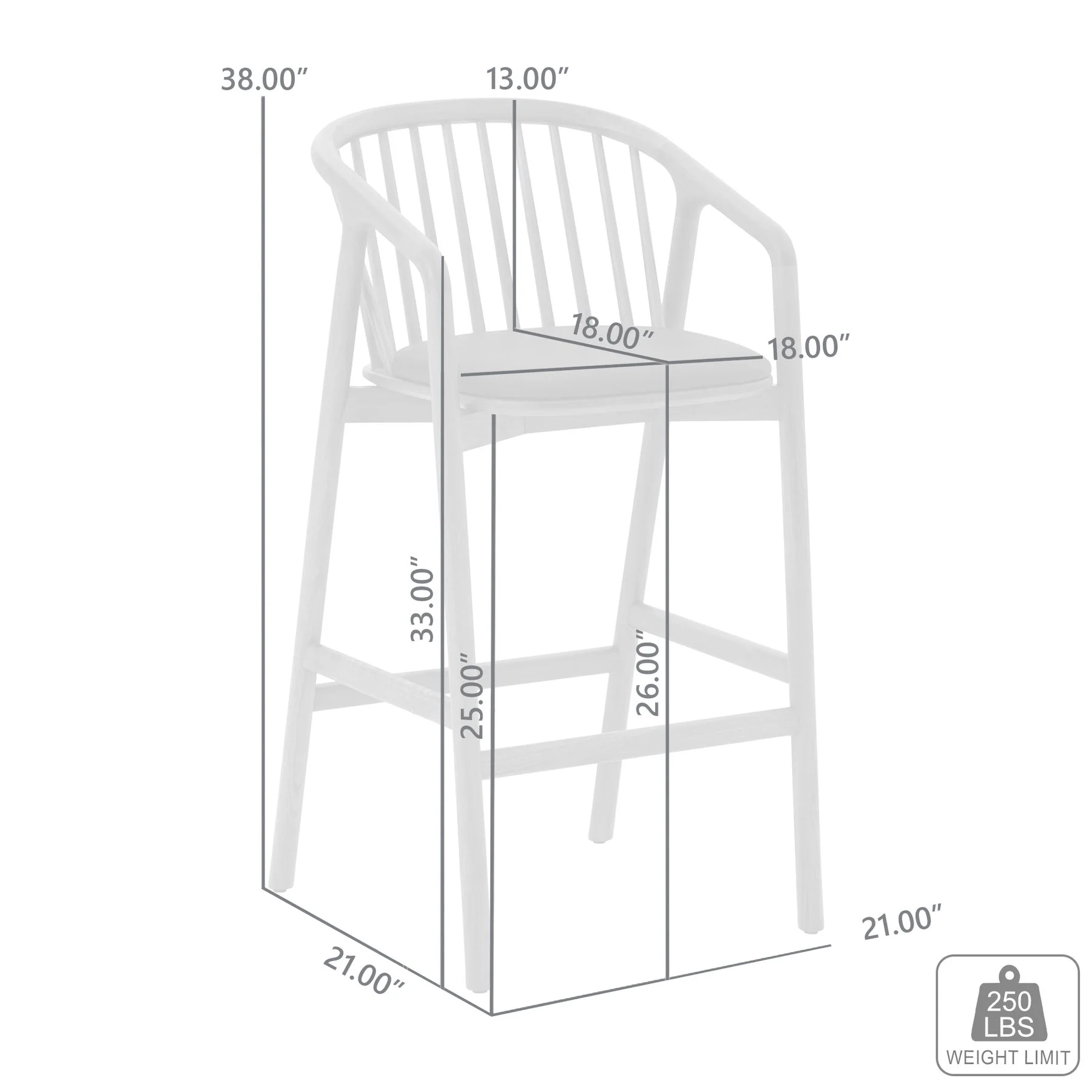 Echo Walnut Wood and Black Faux Leather Counter Stool - Image 11