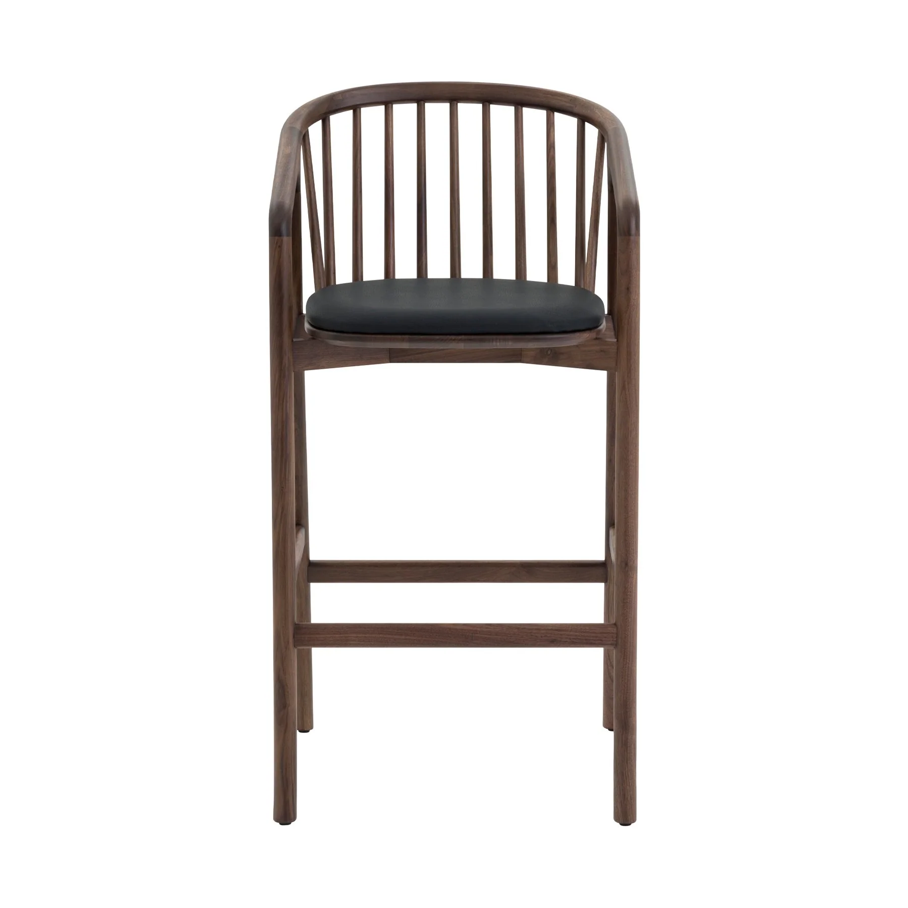 Echo Walnut Wood and Black Faux Leather Counter Stool - Image 2