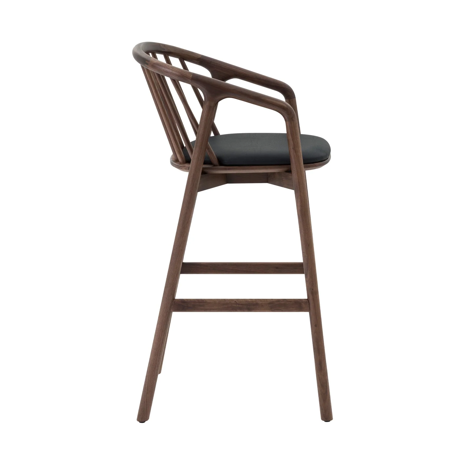 Echo Walnut Wood and Black Faux Leather Counter Stool - Image 3