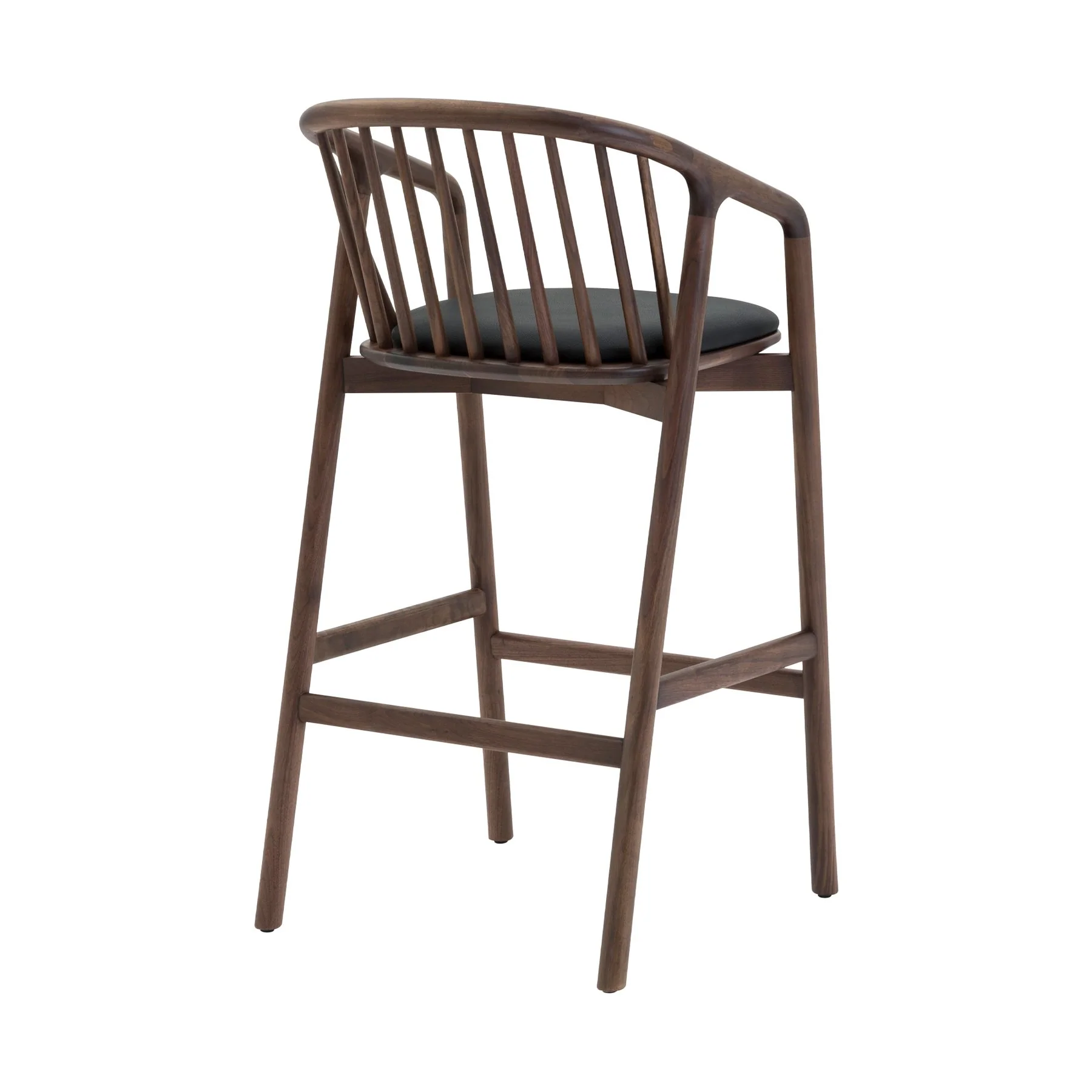 Echo Walnut Wood and Black Faux Leather Counter Stool - Image 4