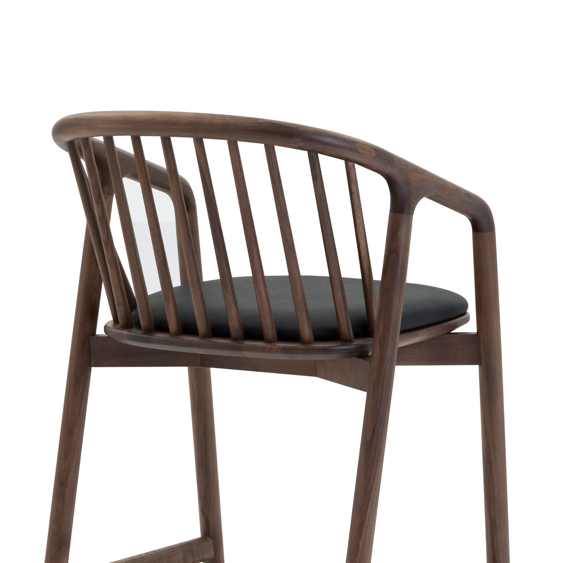 Echo Walnut Wood and Black Faux Leather Counter Stool - Image 6
