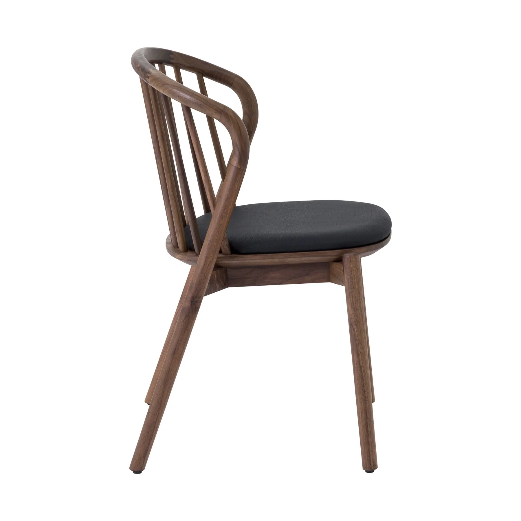 Echo Walnut Wood and Black Faux Leather Dining Chairs - Set of 2 - Image 4