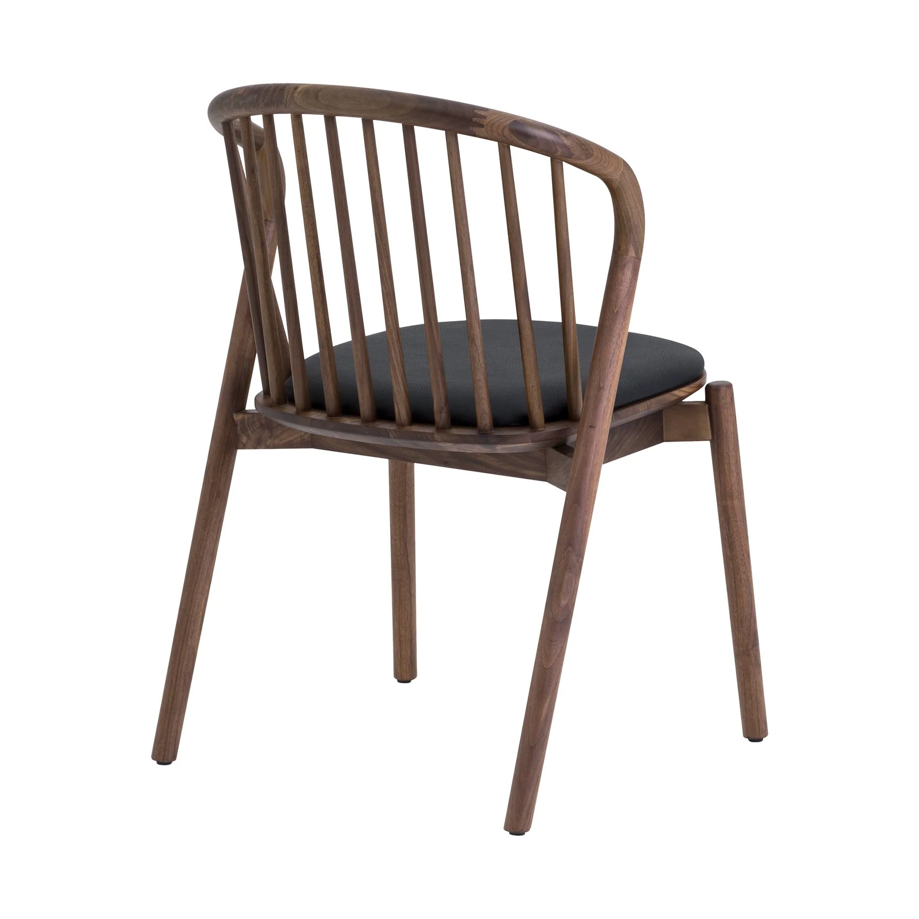 Echo Walnut Wood and Black Faux Leather Dining Chairs - Set of 2 - Image 5