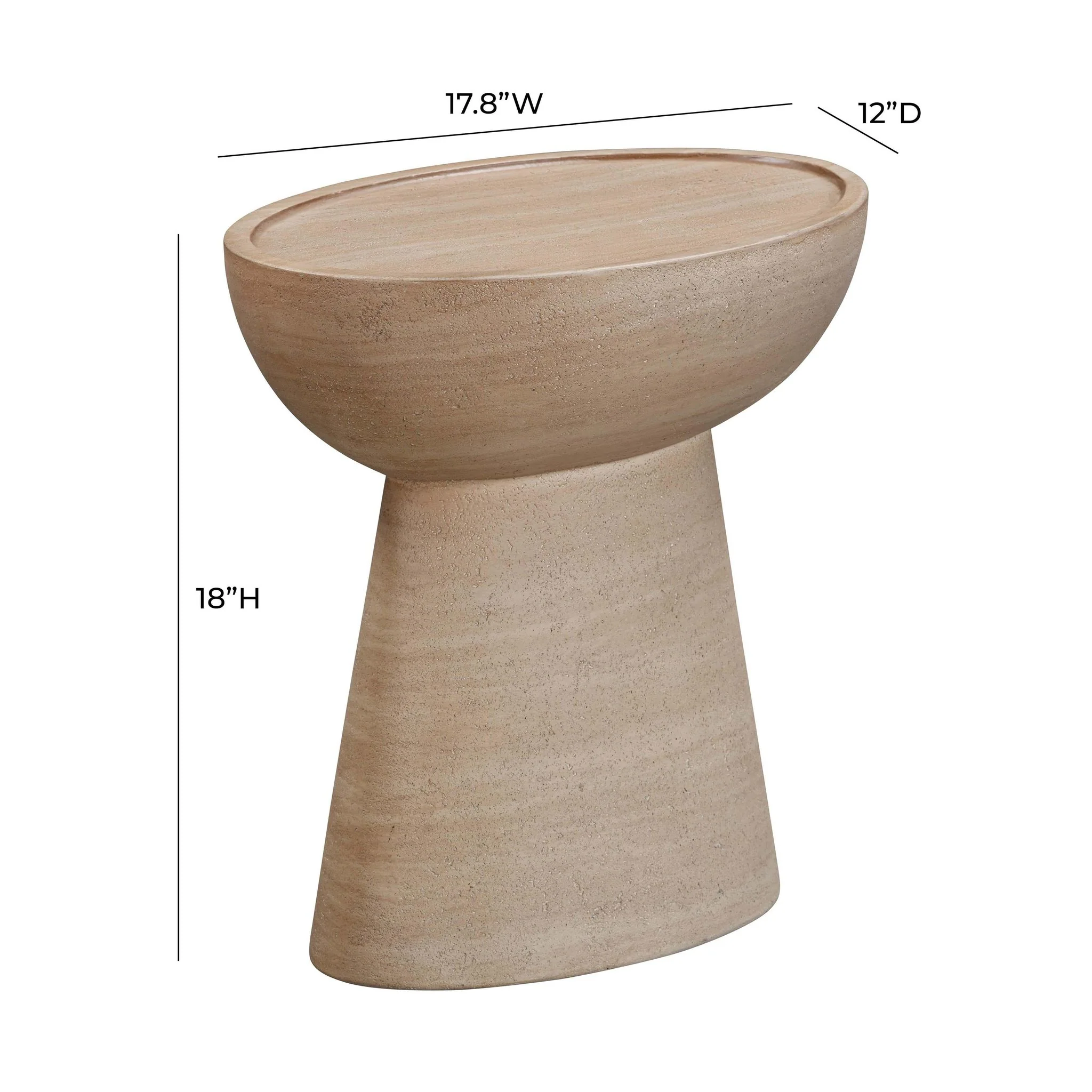 Eclipse Textured Faux Travertine Indoor / Outdoor Side Table - Image 7