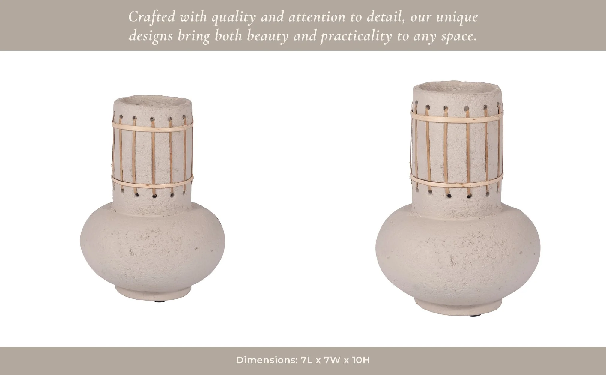Ecomix, 10" Top Weave Nomad Vase, Ivory - Image 11