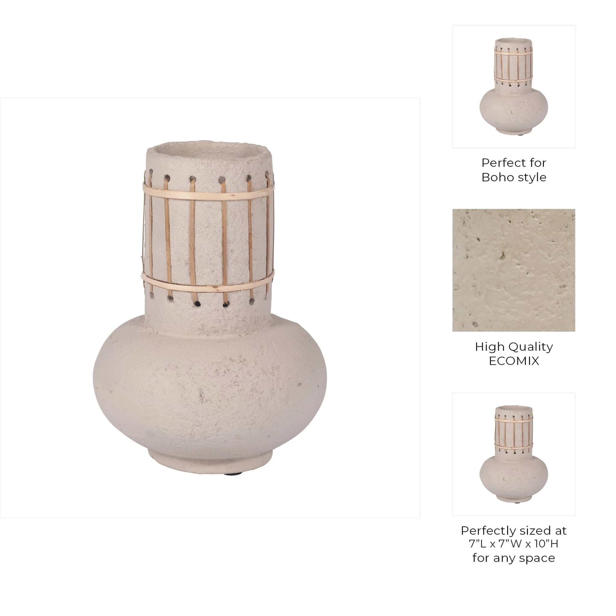 Ecomix, 10" Top Weave Nomad Vase, Ivory - Image 9