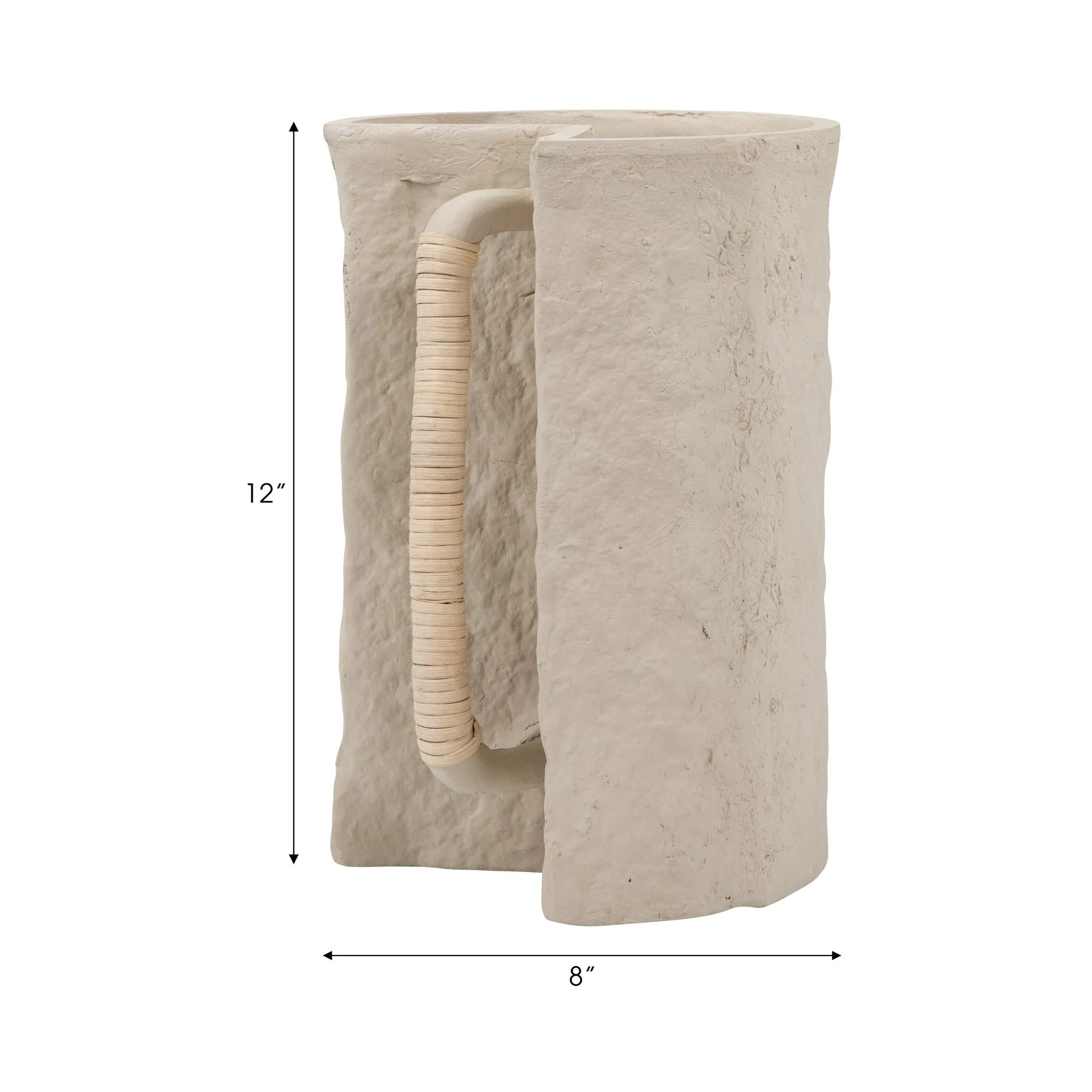 Ecomix, 12" Crafted Vase W Handle, Ivory - Image 9