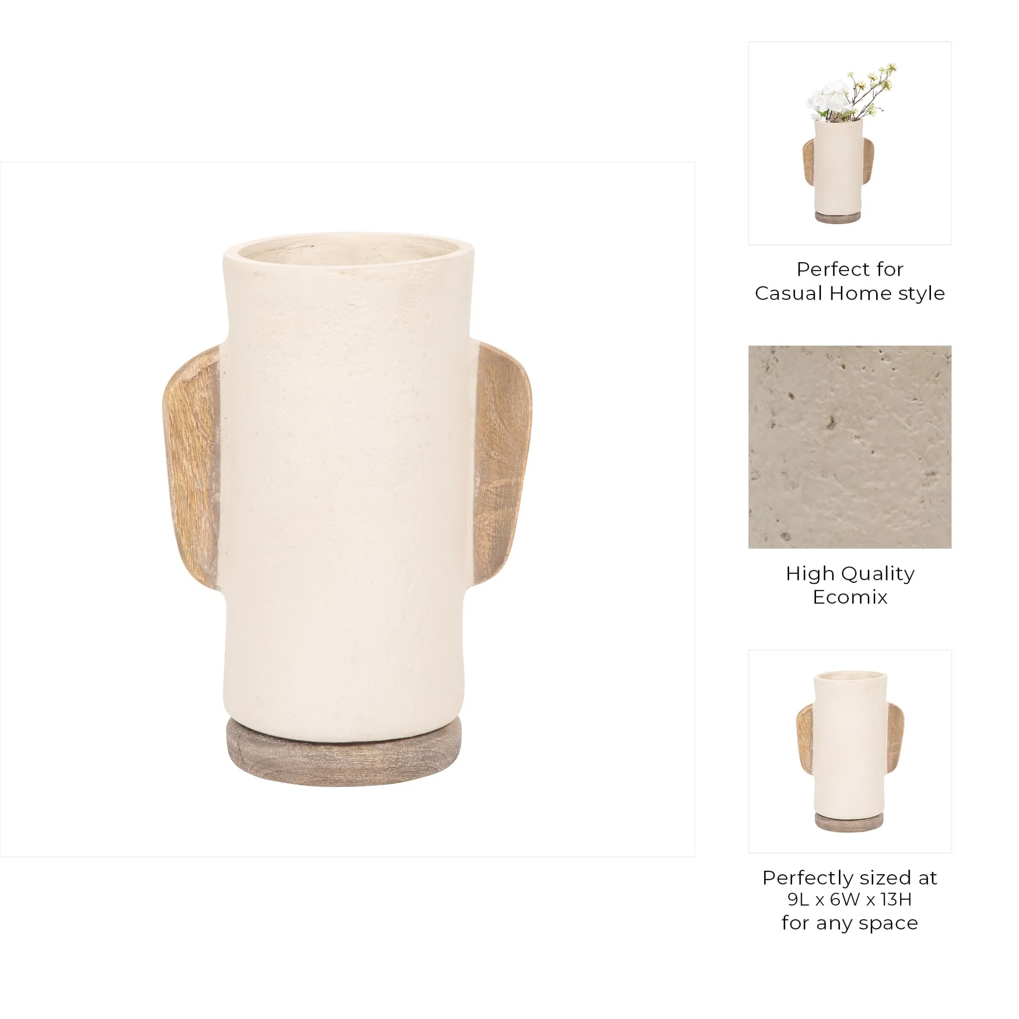 Ecomix, 13" Organic Vase, Ivory - Image 9