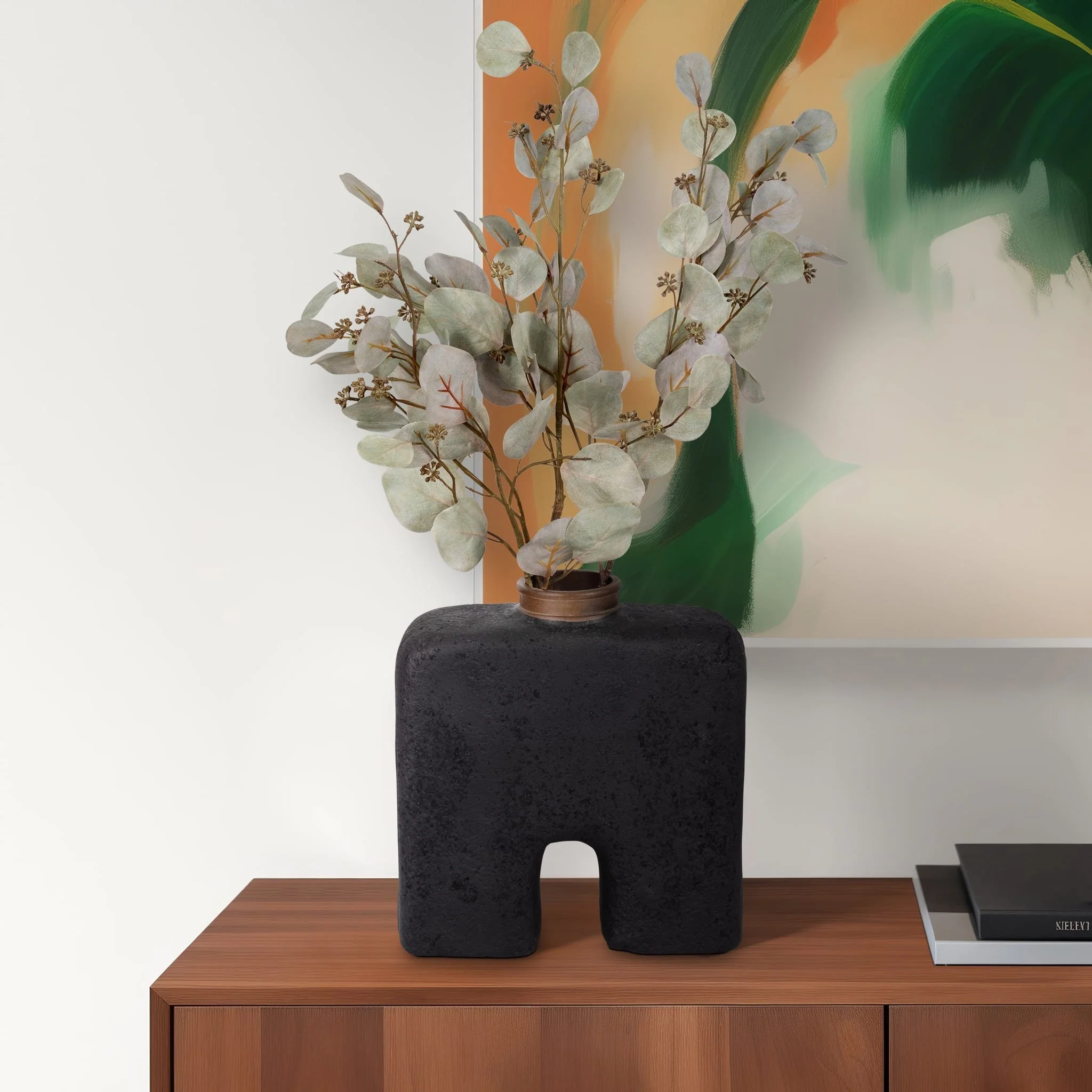 Ecomix, 13"h Abstract Vase, Black - Image 12