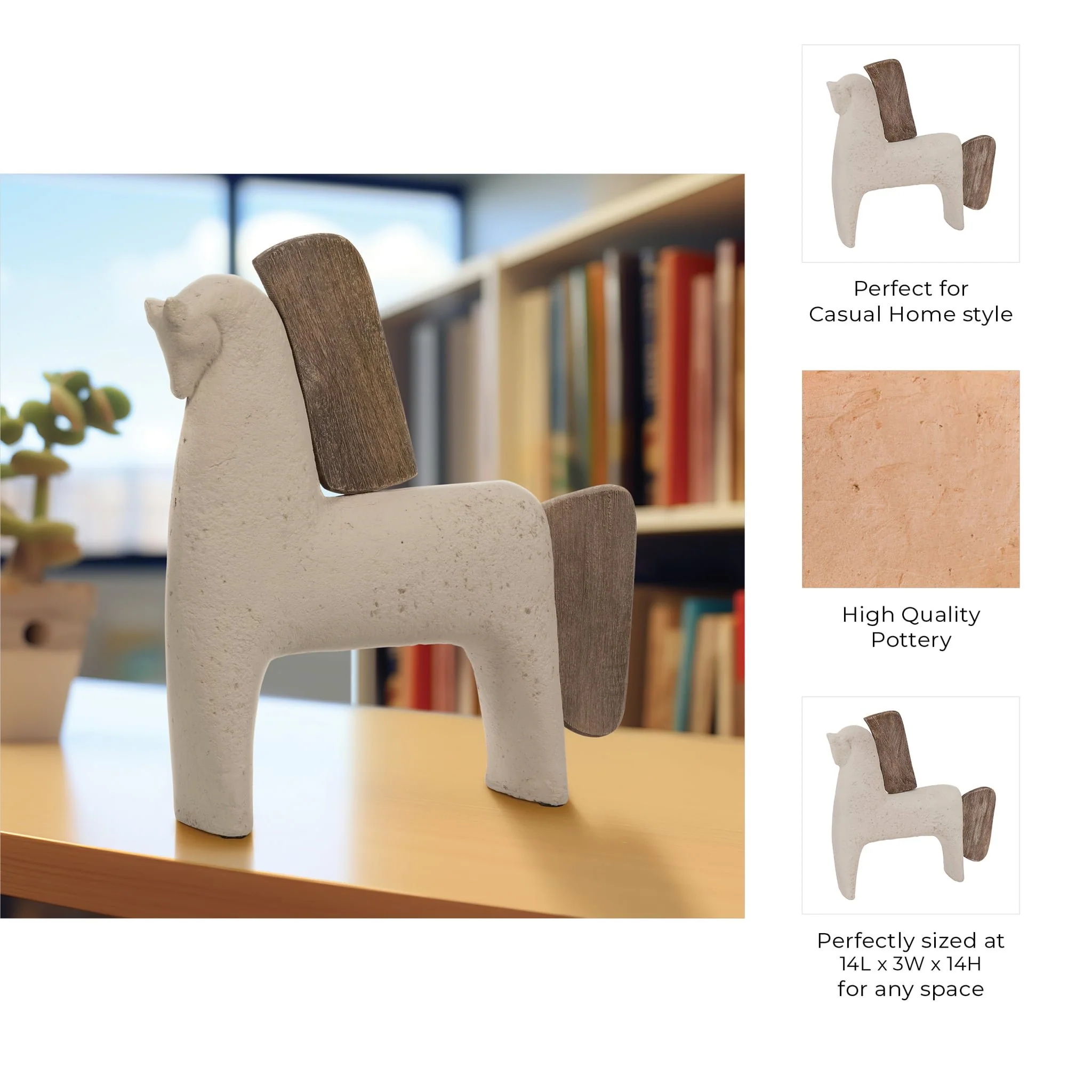 Ecomix, 14" Horse Deco, Ivory - Image 7