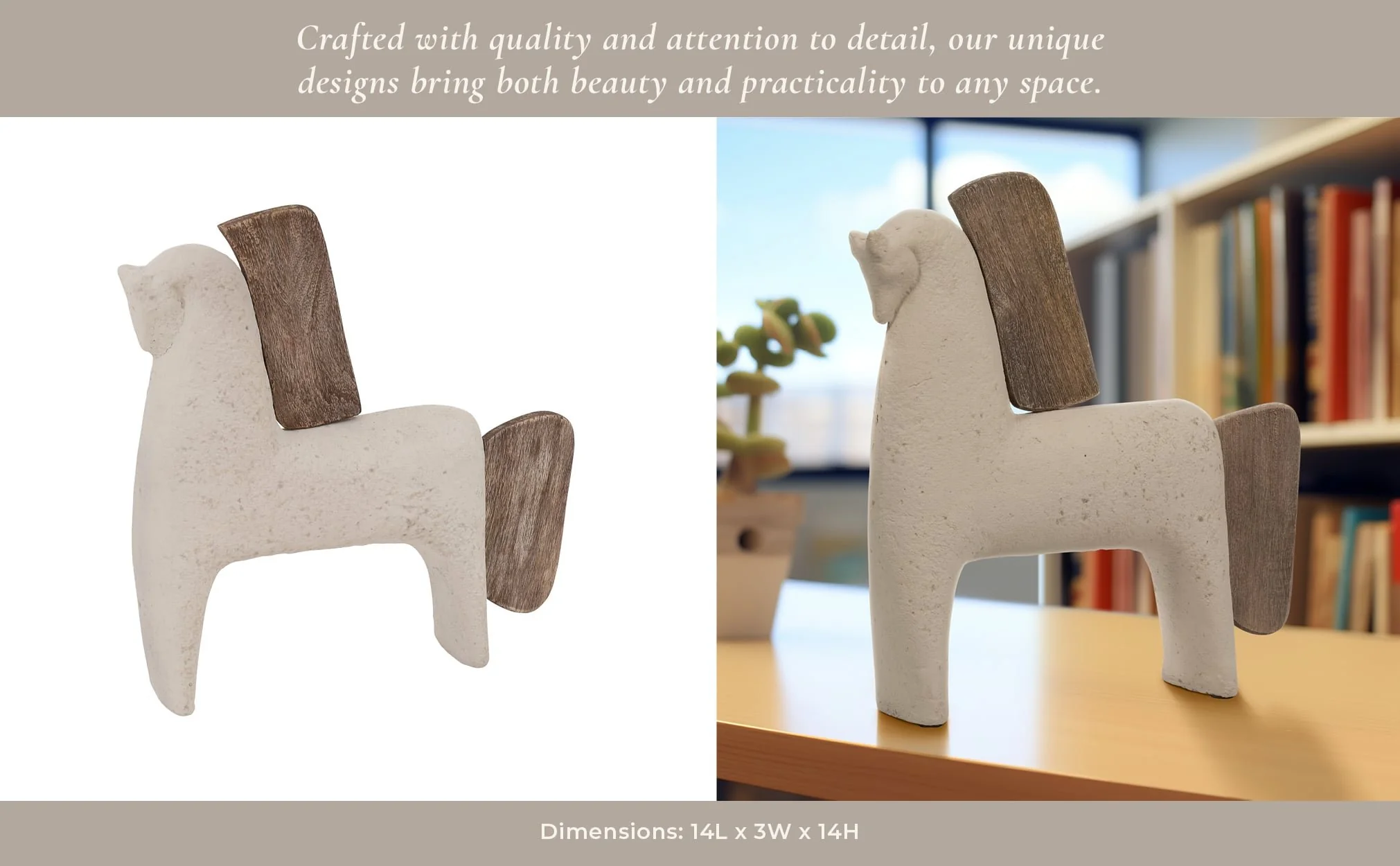 Ecomix, 14" Horse Deco, Ivory - Image 9