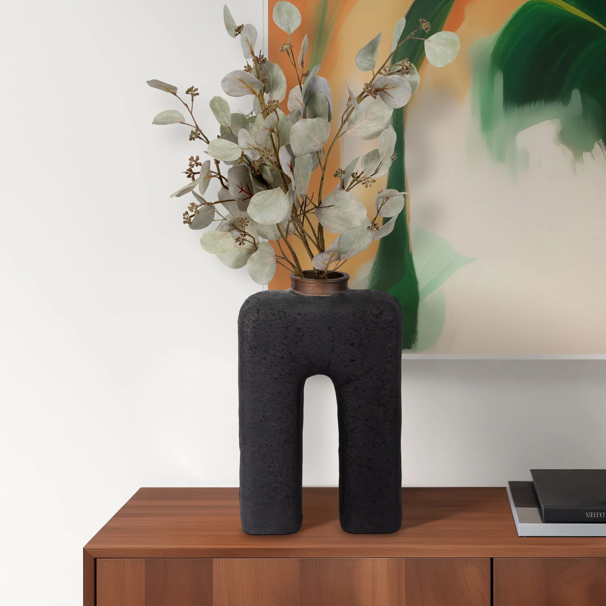 Ecomix, 15"h Abstract Vase, Black - Image 12