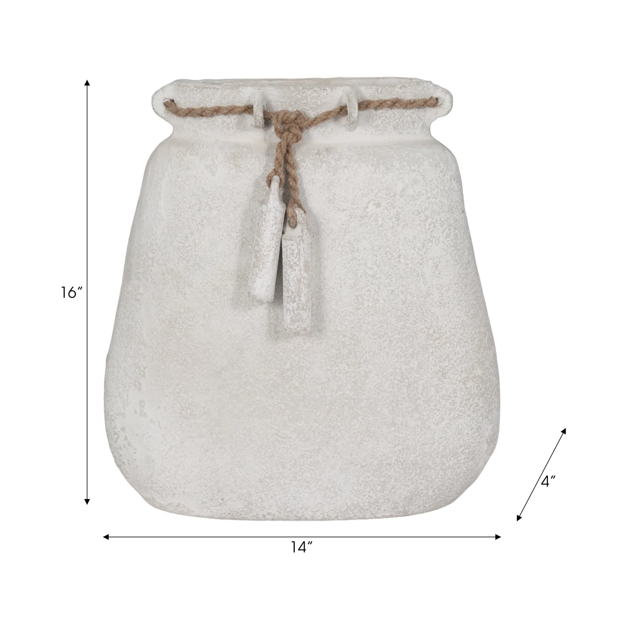 Ecomix, 16"h Vase W/ Jute Detail, White - Image 9