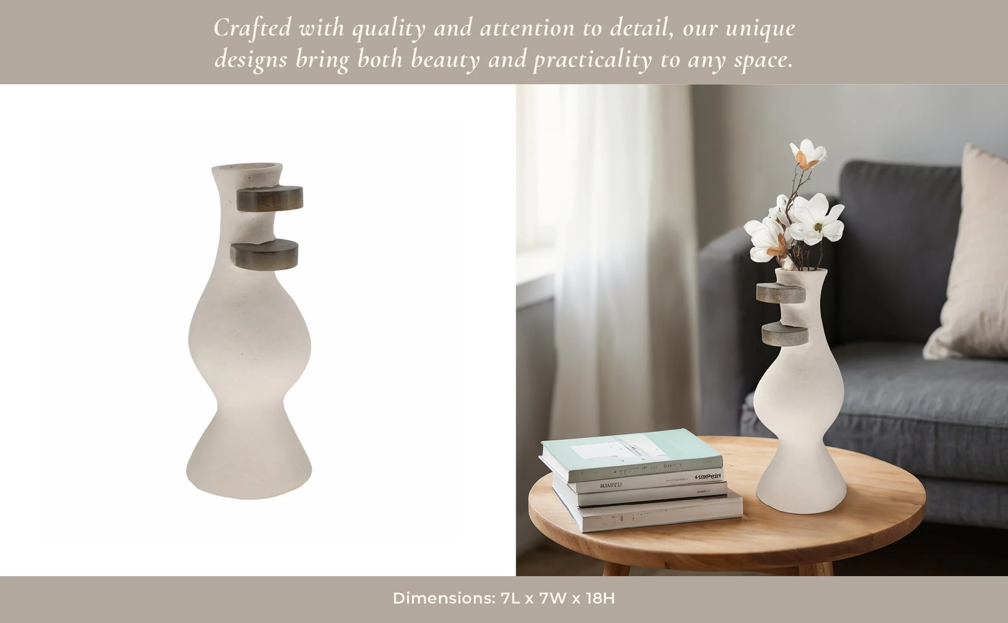 Ecomix, 18" Abstract Vase, Ivory - Image 13