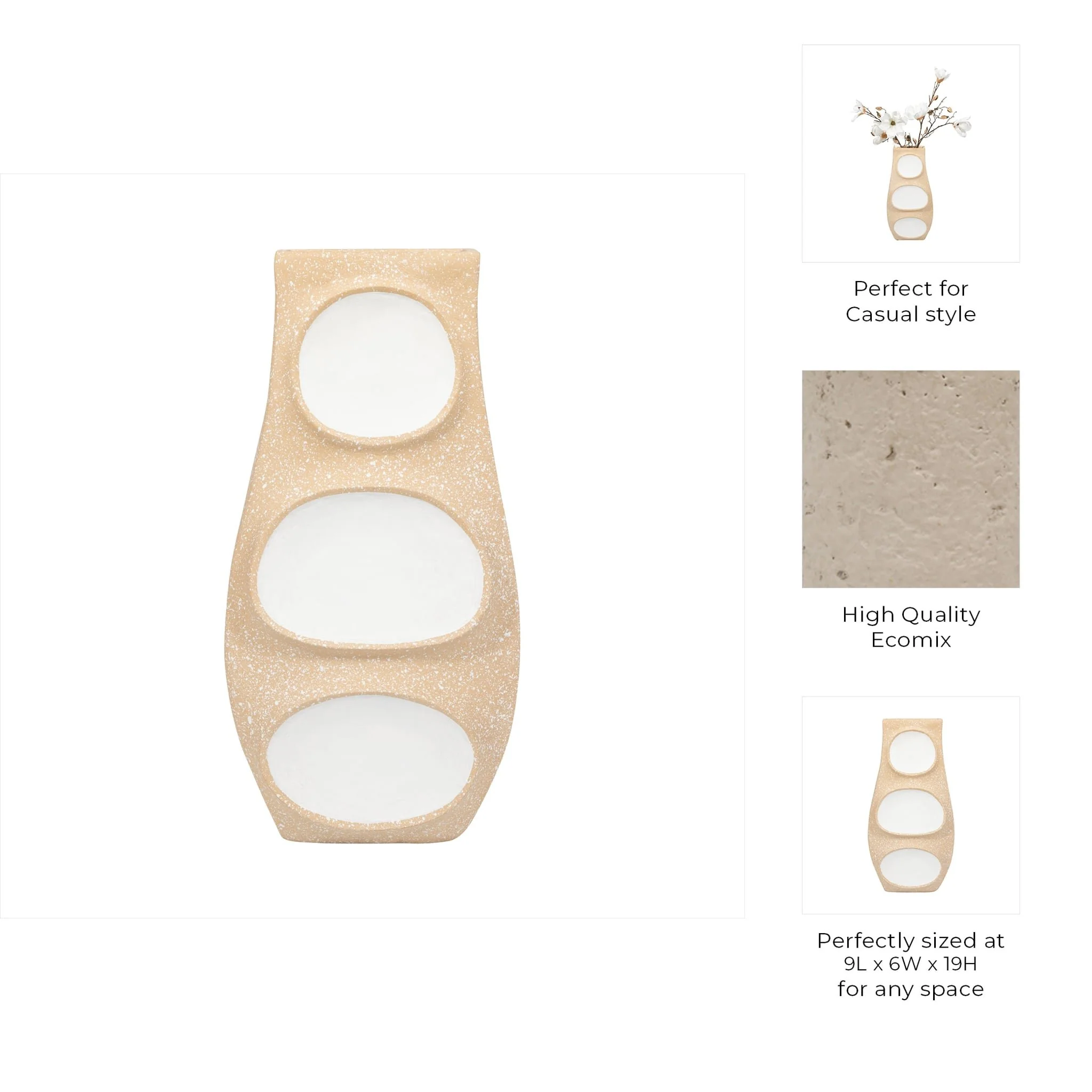 Ecomix, 19" Big Polka Dot Vase, Ivory - Image 9