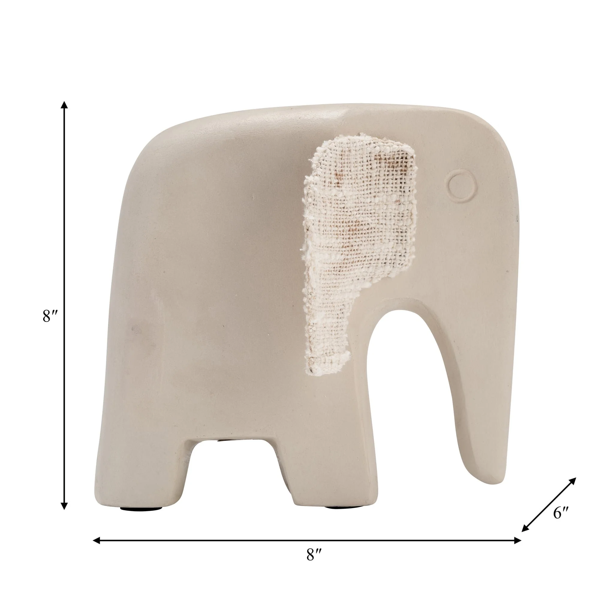 Ecomix, 8"h Elephant - Fabric Detail, Ivory - Image 4