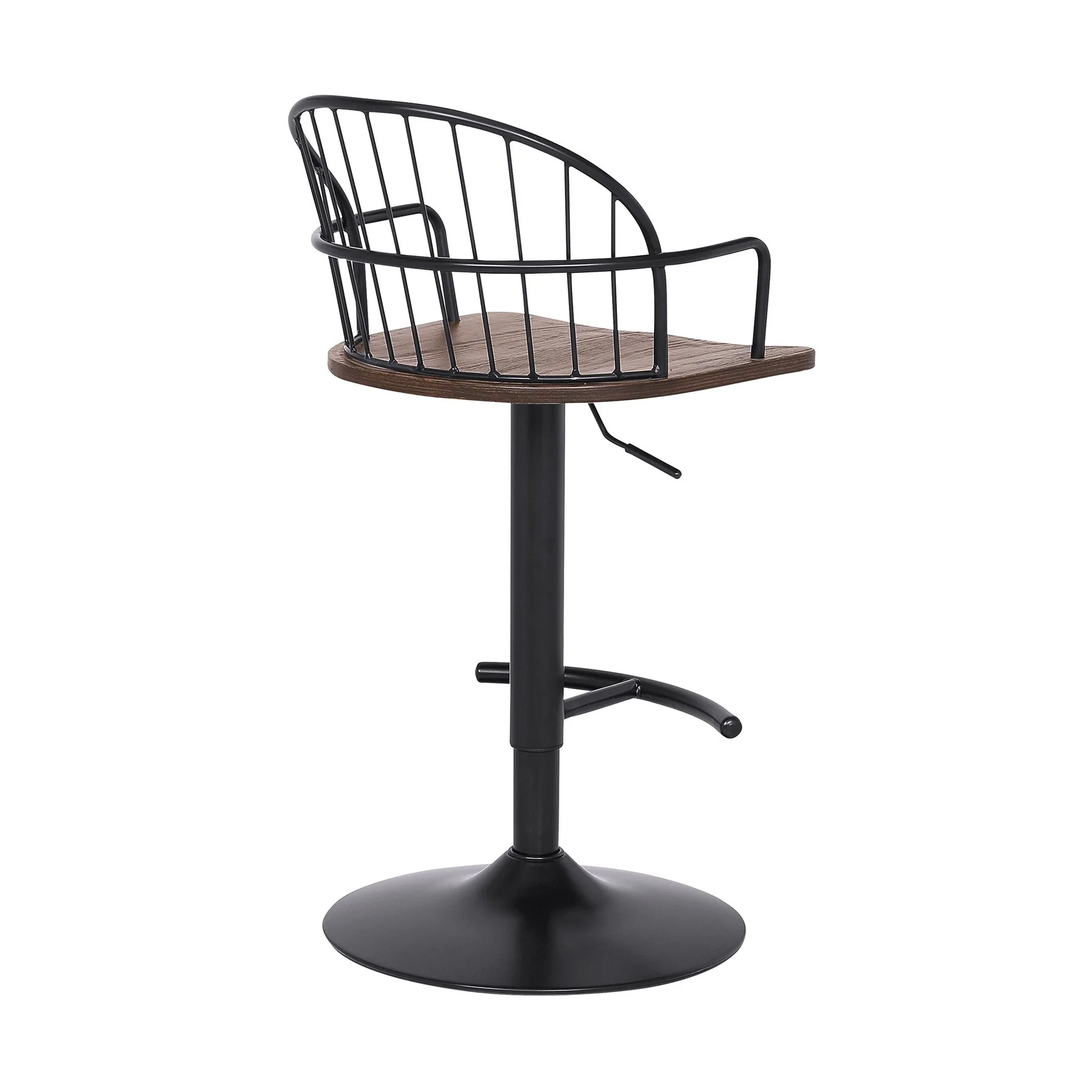 Edward Adjustable Walnut Glazed Barstool in Black Powder Coated Finish - Image 4