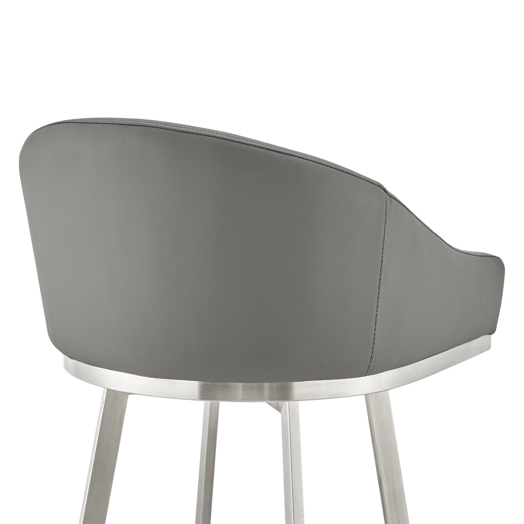 Eleanor 26" Swivel Counter Stool in Brushed Stainless Steel with Gray Faux Leather - Image 7