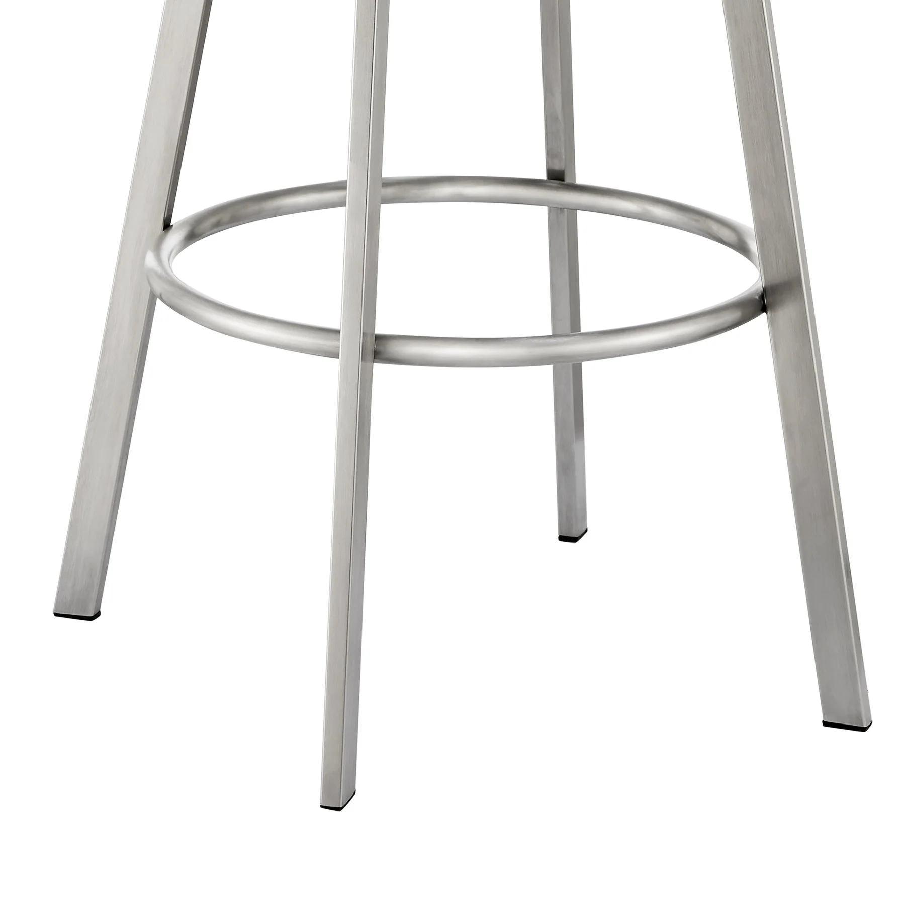 Eleanor 26" Swivel Counter Stool in Brushed Stainless Steel with Gray Faux Leather - Image 8
