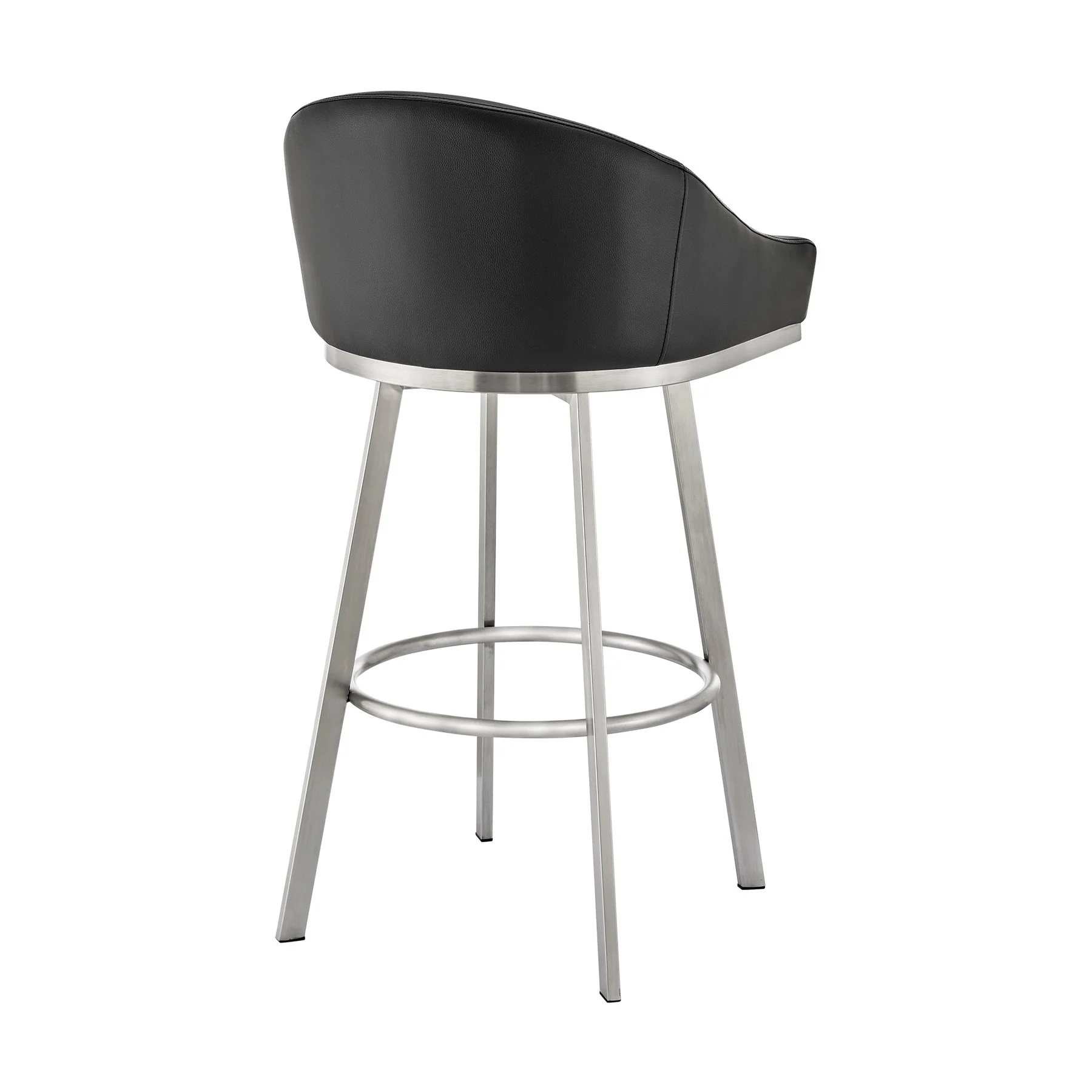 Eleanor 30" Swivel Bar Stool in Brushed Stainless Steel with Black Faux Leather - Image 4