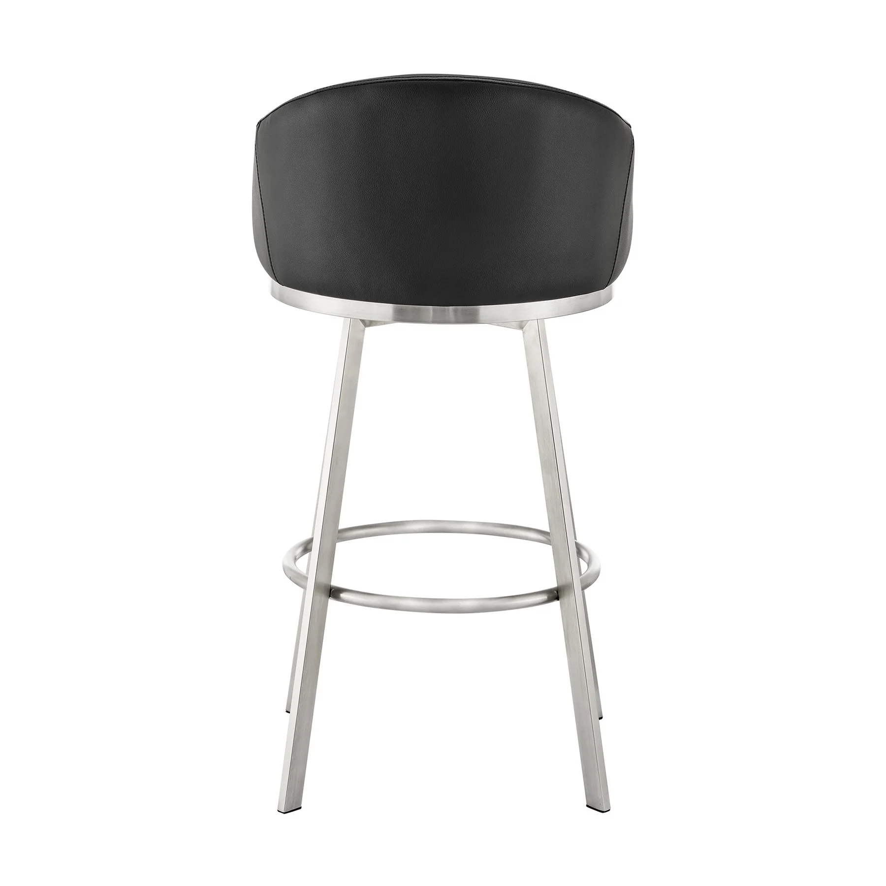 Eleanor 30" Swivel Bar Stool in Brushed Stainless Steel with Black Faux Leather - Image 5