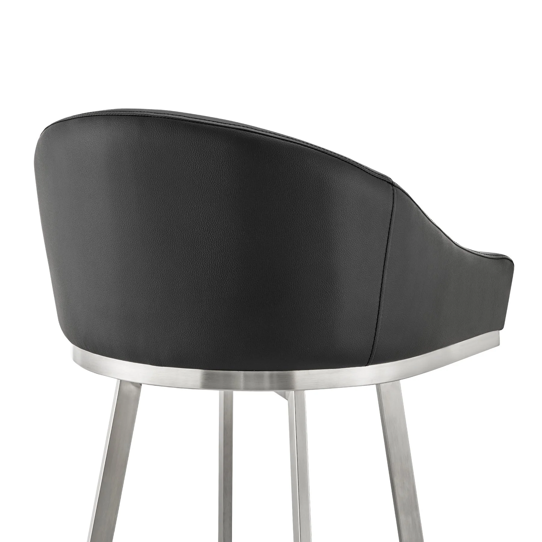 Eleanor 30" Swivel Bar Stool in Brushed Stainless Steel with Black Faux Leather - Image 7