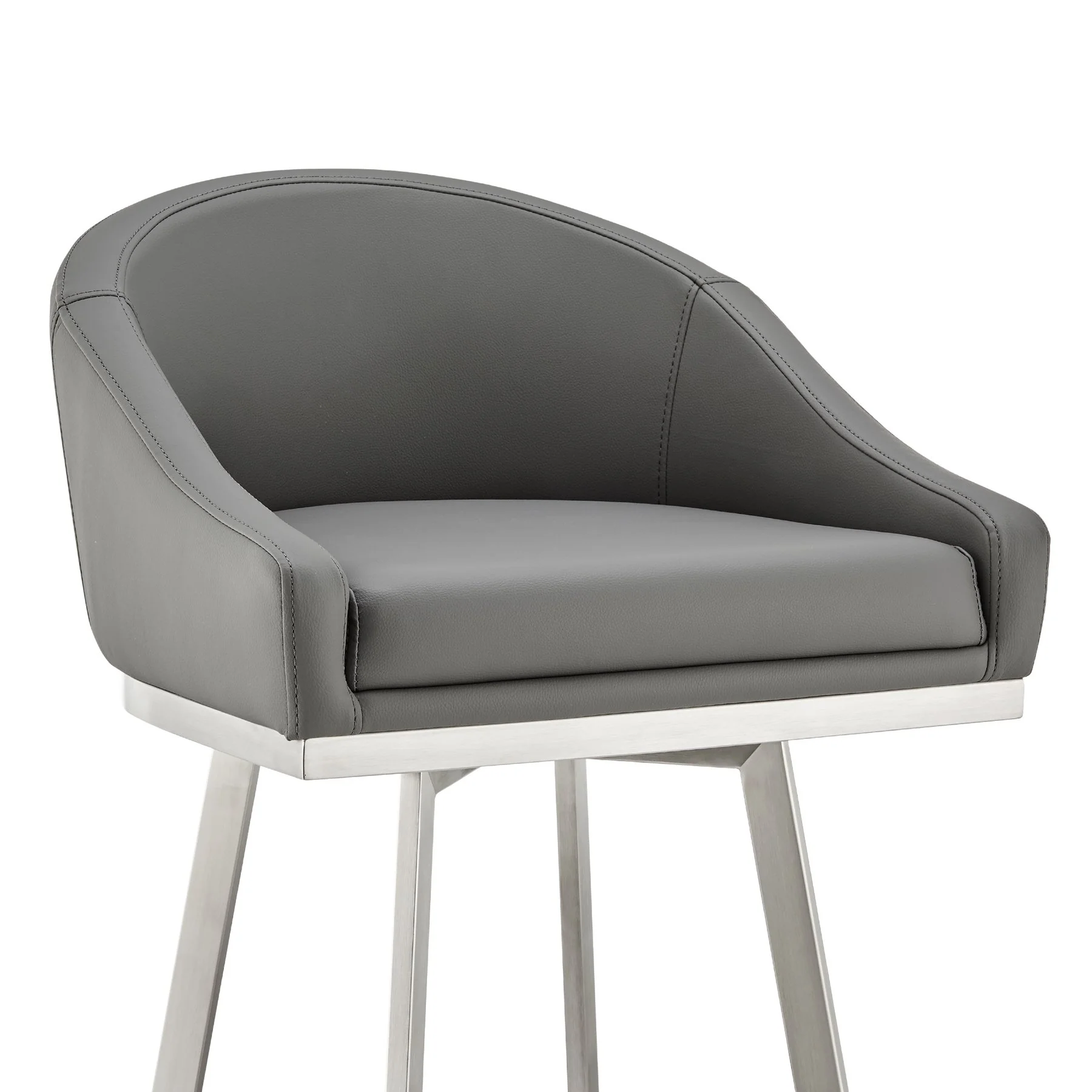 Eleanor 30" Swivel Bar Stool in Brushed Stainless Steel with Gray Faux Leather - Image 6