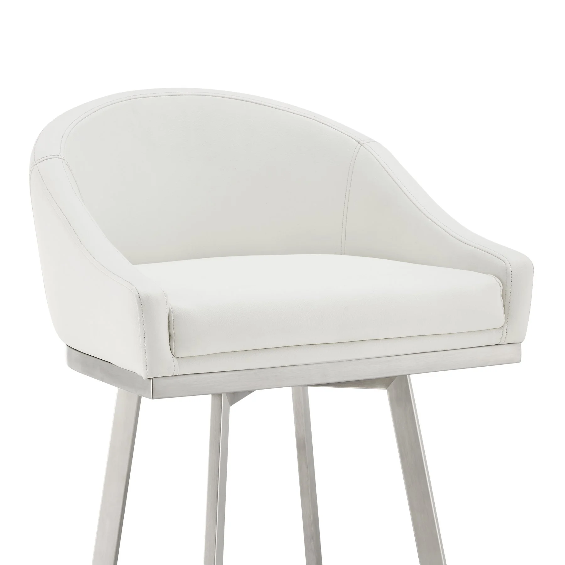 Eleanor 30" Swivel Bar Stool in Brushed Stainless Steel with White Faux Leather - Image 6
