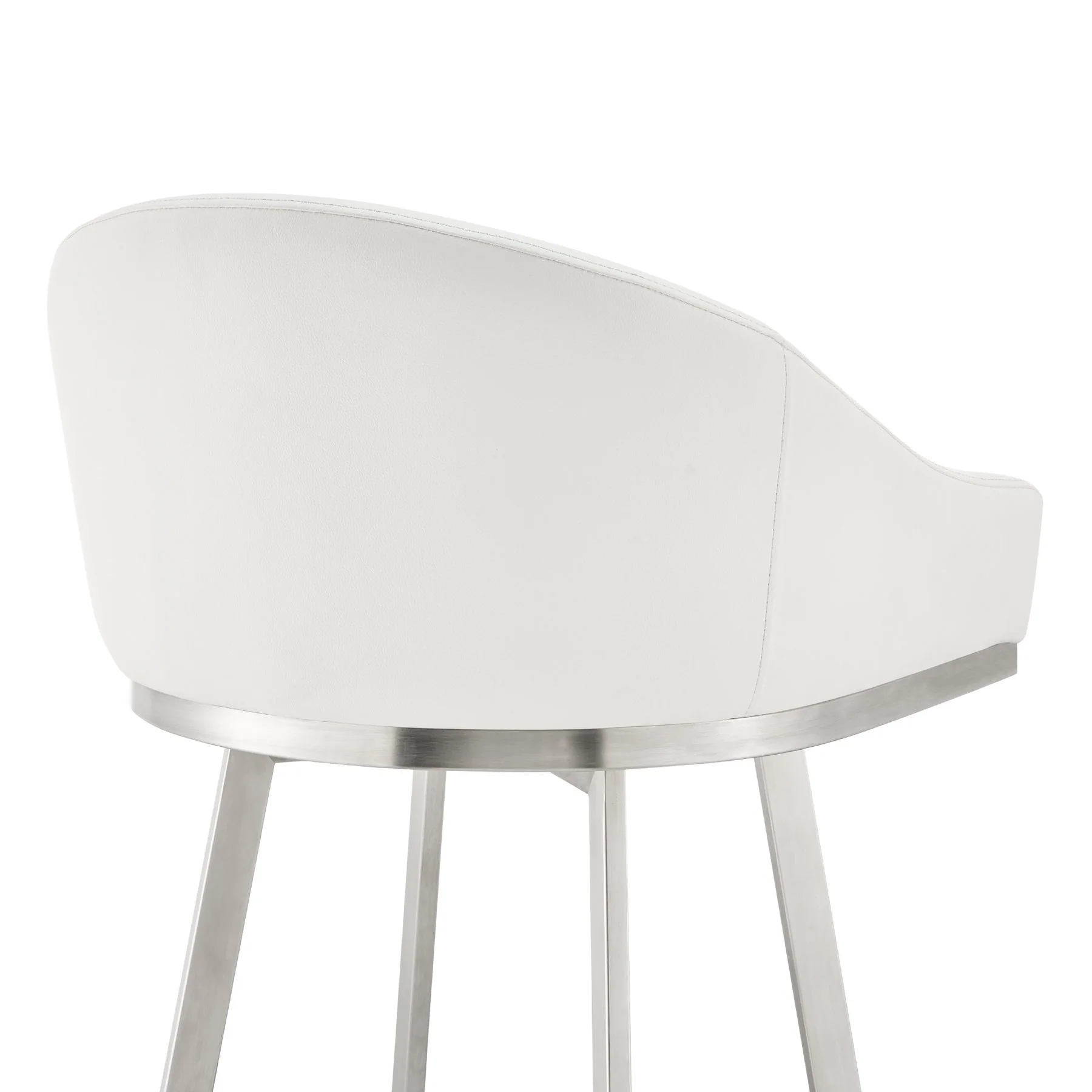 Eleanor 30" Swivel Bar Stool in Brushed Stainless Steel with White Faux Leather - Image 7