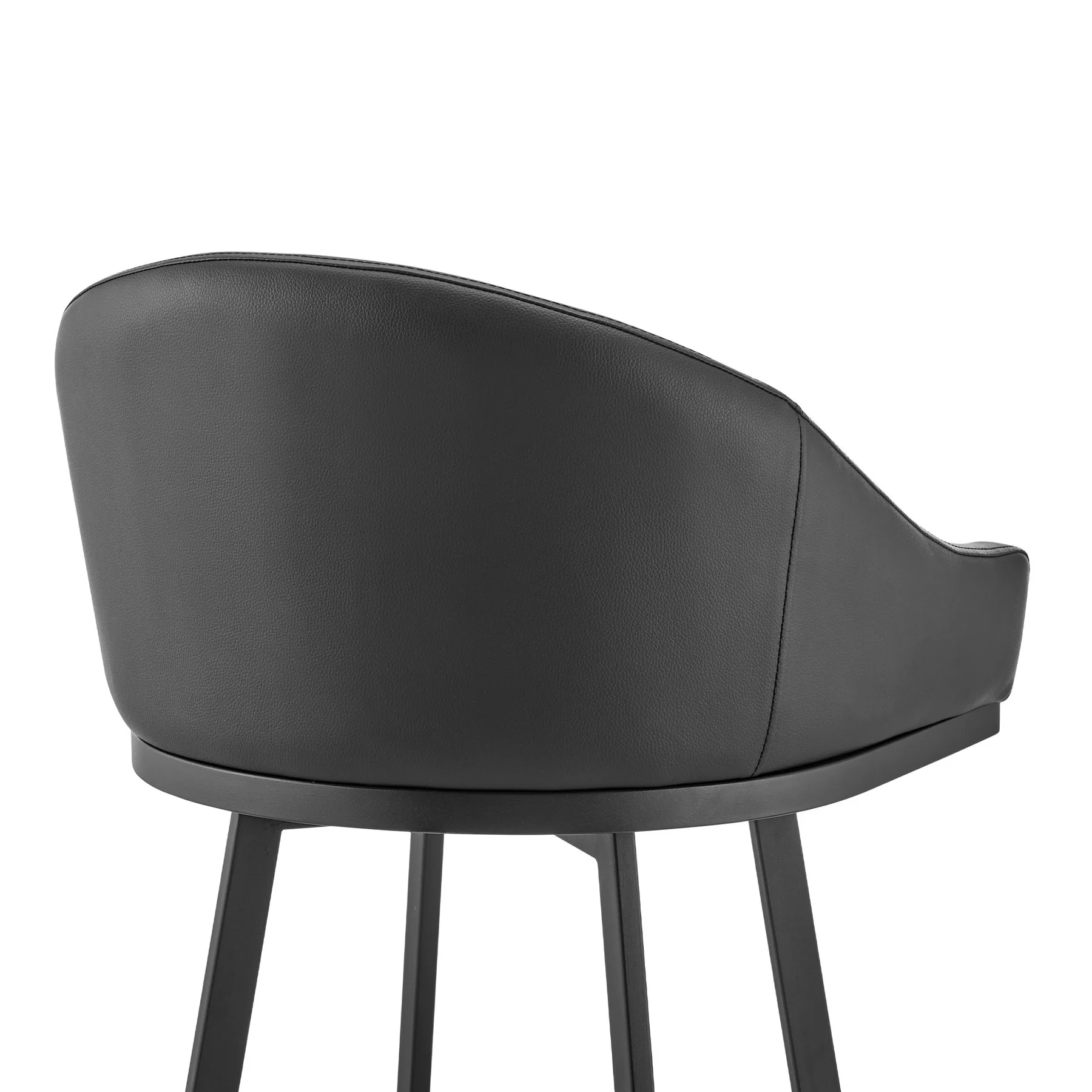 Eleanor Swivel Bar Stool in Black Metal with Black Faux Leather - Image 7