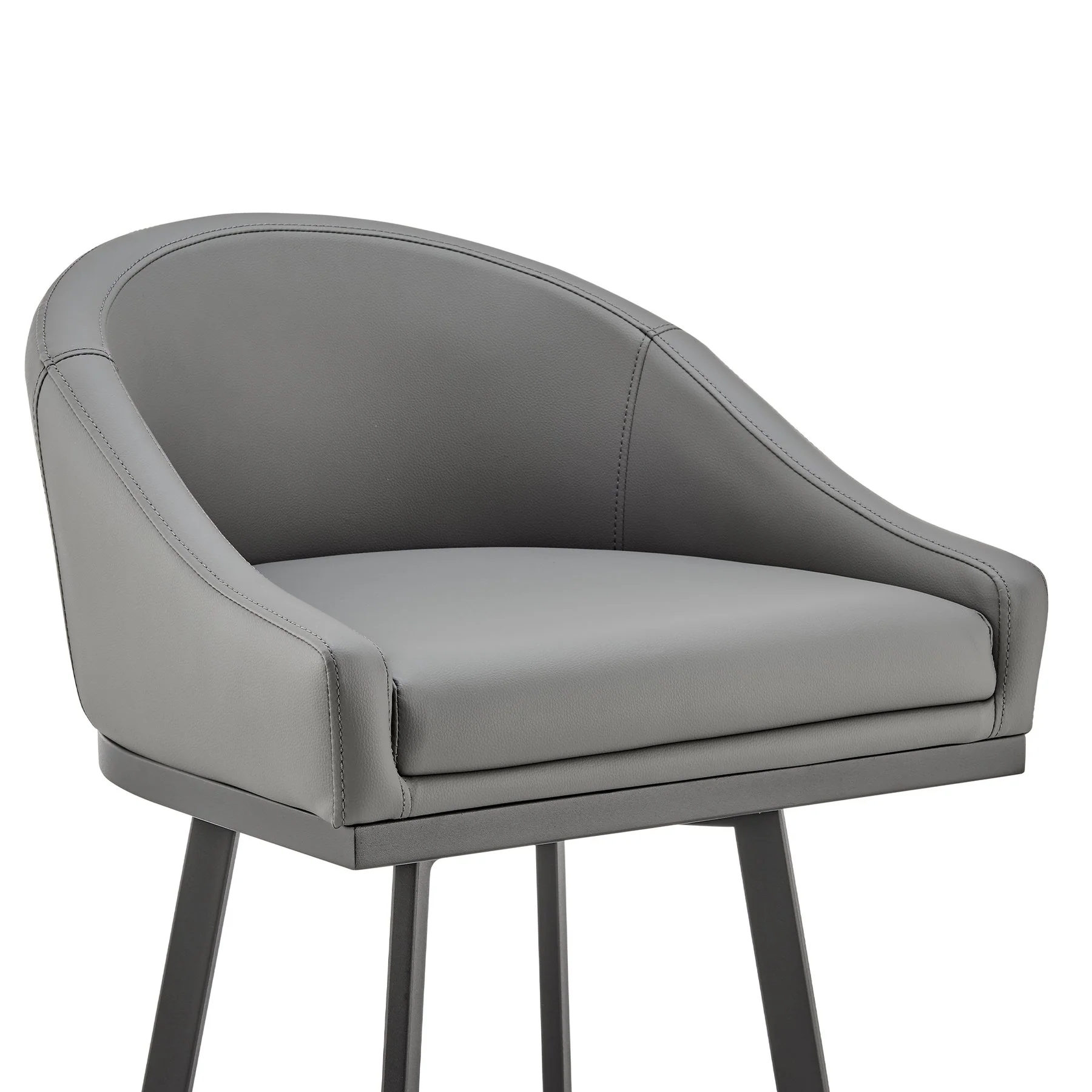 Eleanor Swivel Bar Stool in Black Metal with Gray Faux Leather - Image 6