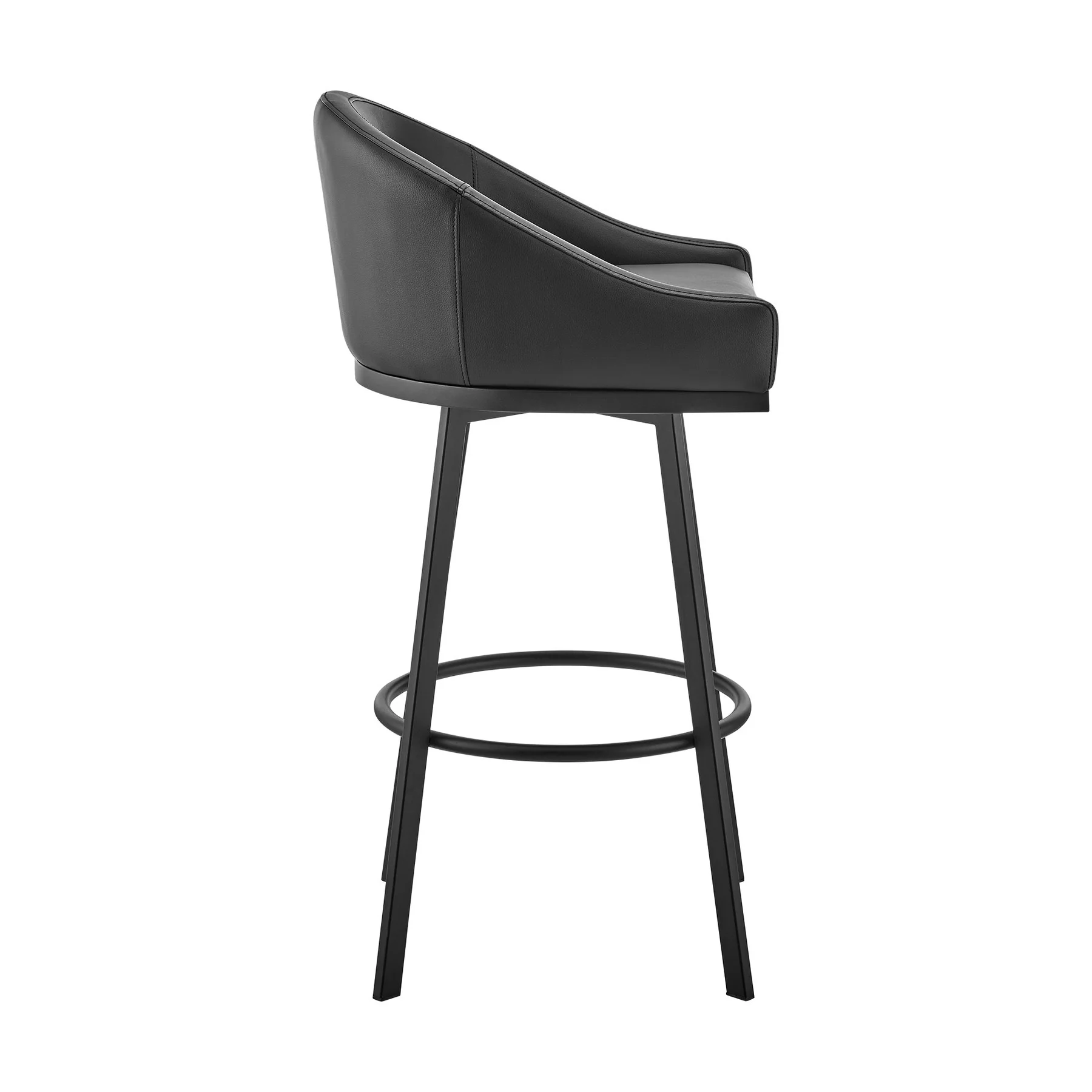 Eleanor Swivel Counter Stool in Black Metal with Black Faux Leather - Image 3