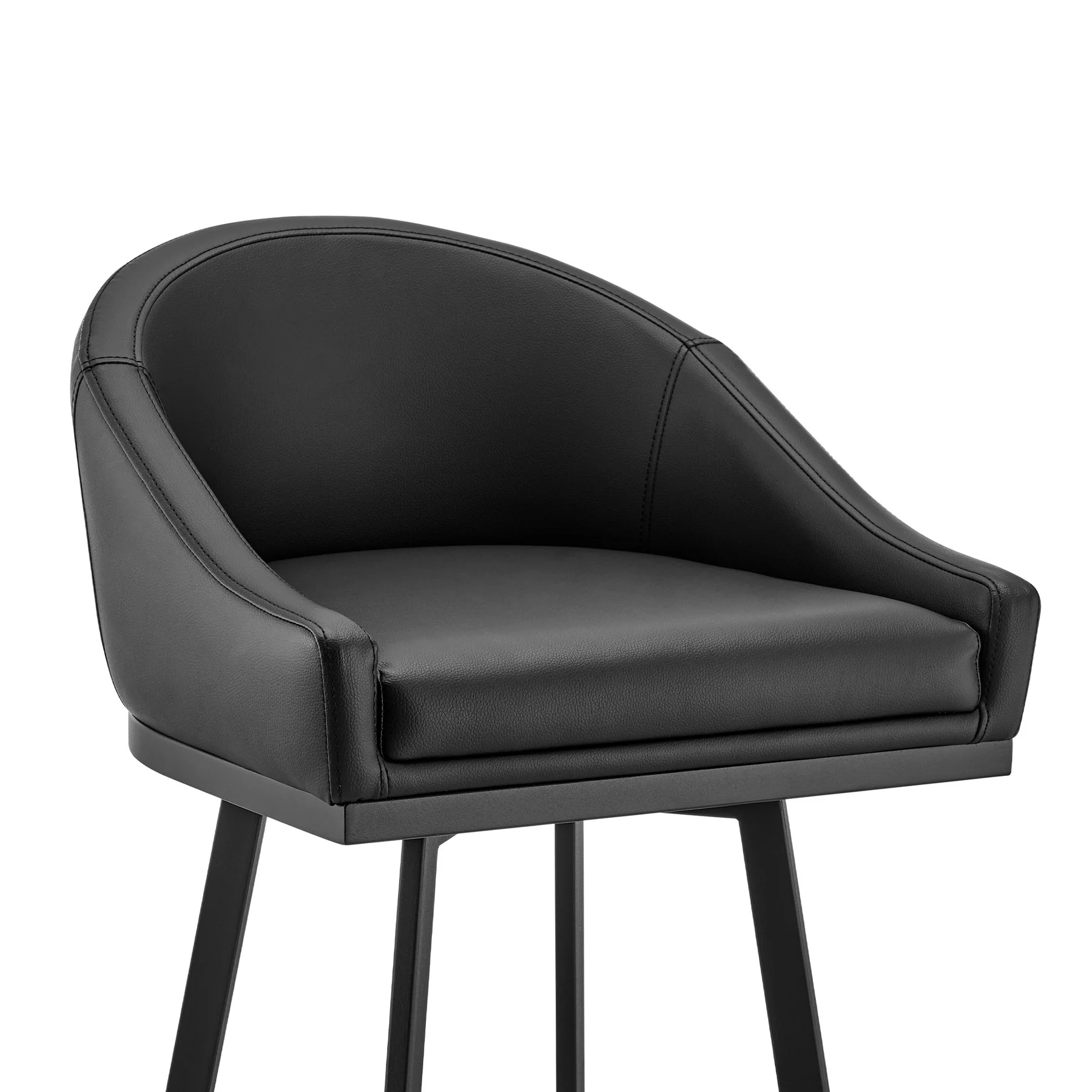 Eleanor Swivel Counter Stool in Black Metal with Black Faux Leather - Image 6