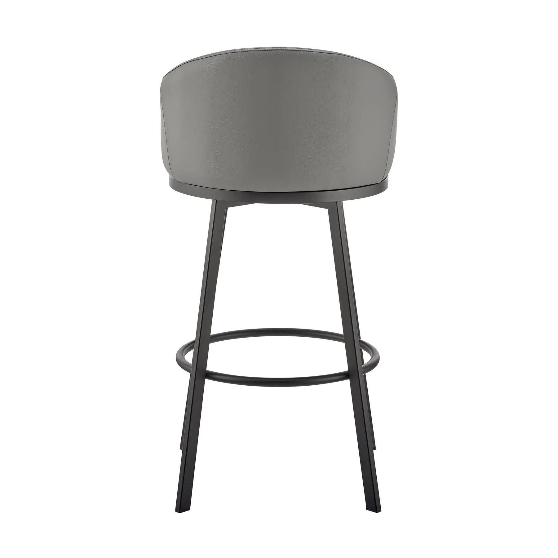 Eleanor Swivel Counter Stool in Black Metal with Gray Faux Leather - Image 5