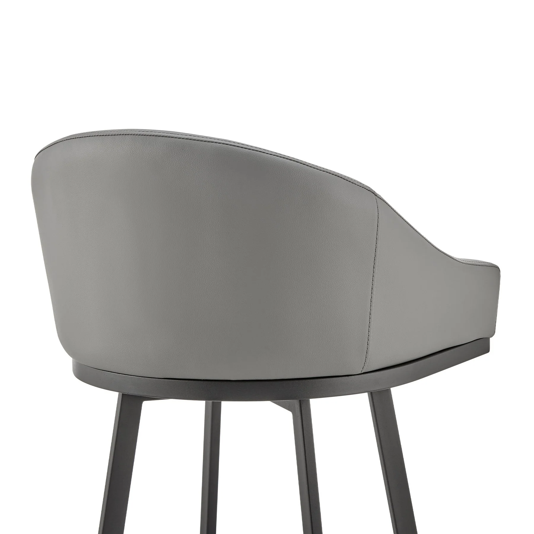 Eleanor Swivel Counter Stool in Black Metal with Gray Faux Leather - Image 7