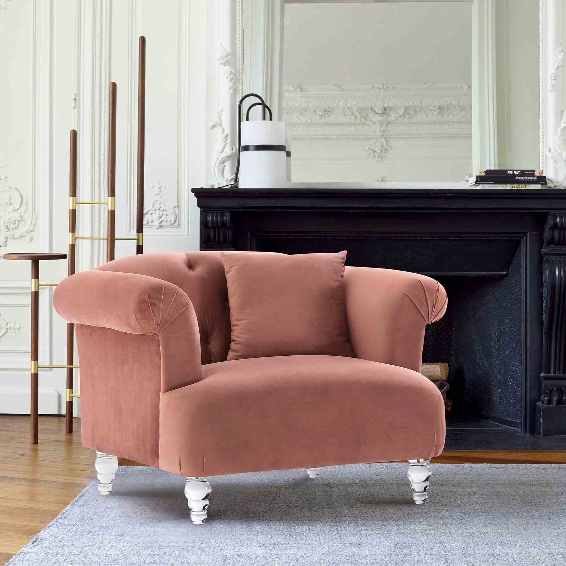 Elegance Contemporary Chair in Blush Velvet with Acrylic Legs - Image 4