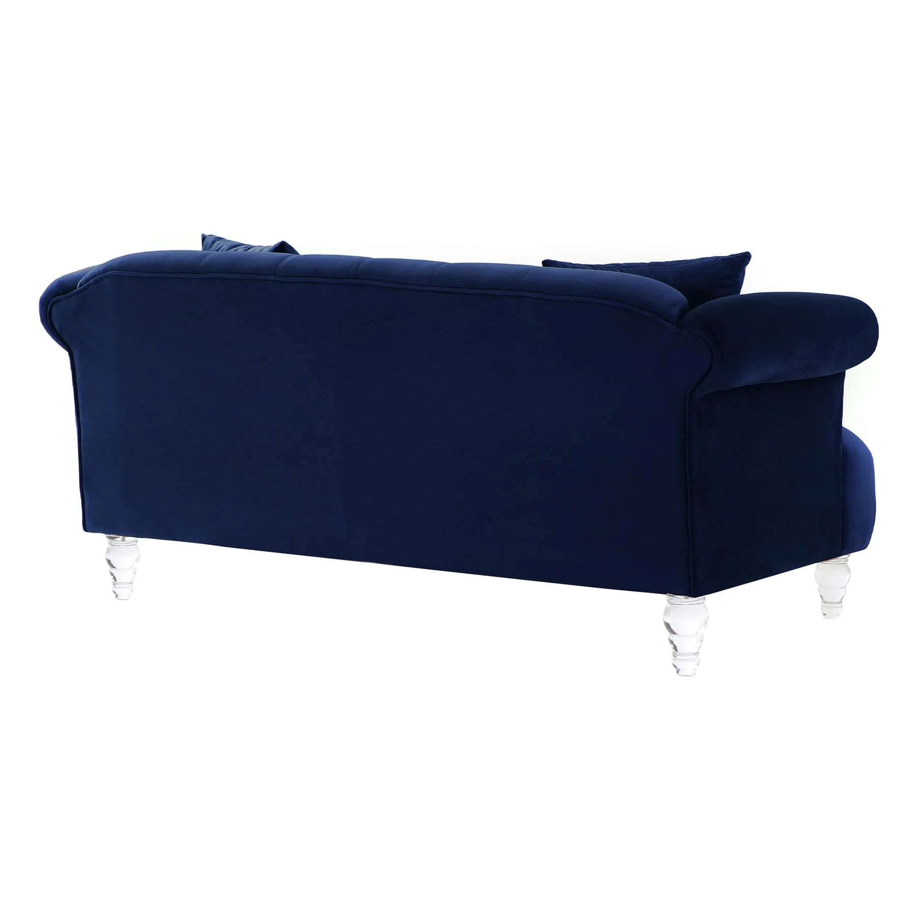 Elegance Contemporary Loveseat in Blue Velvet with Acrylic Legs - Image 3
