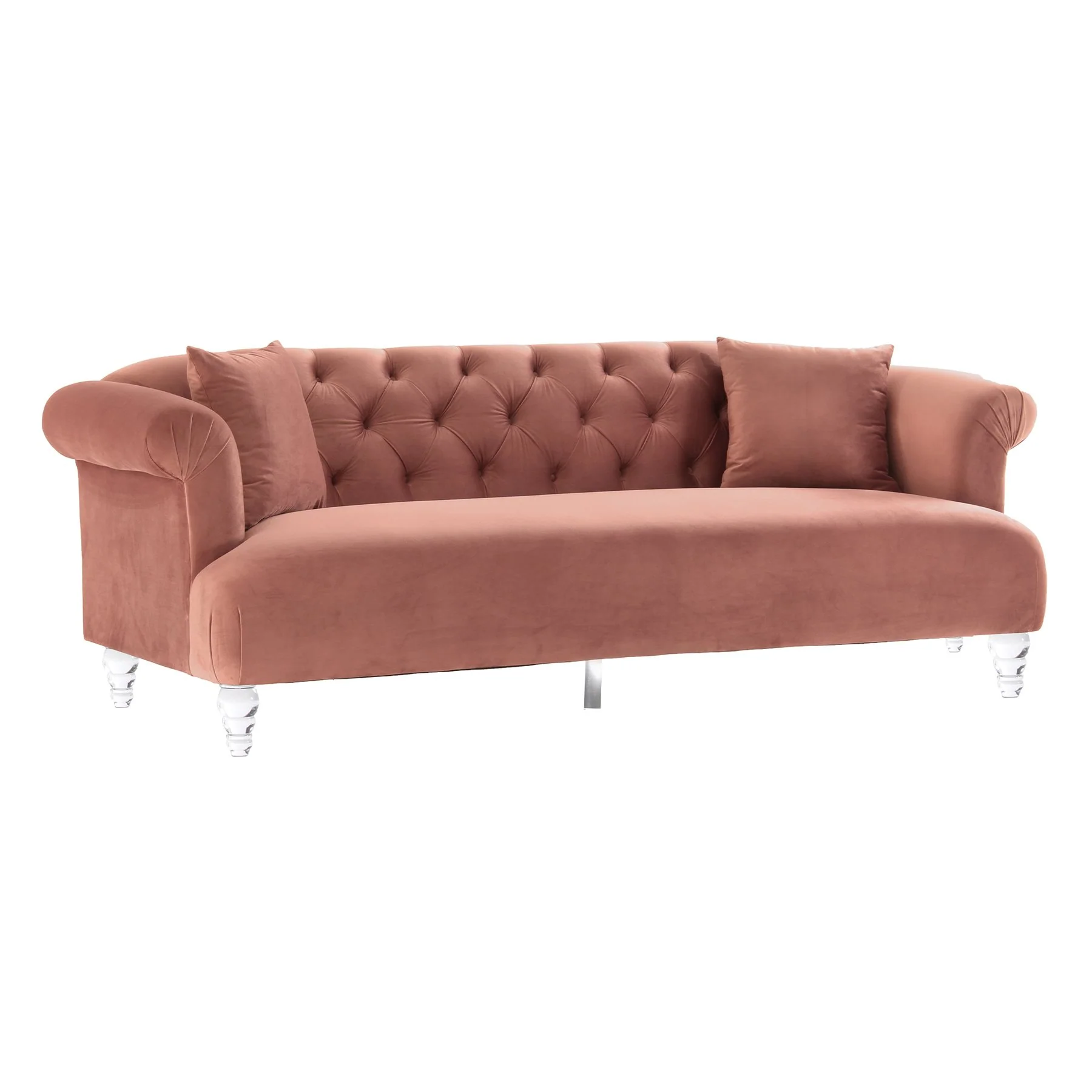 Elegance Contemporary Sofa in Blush Velvet with Acrylic Legs - Image 2