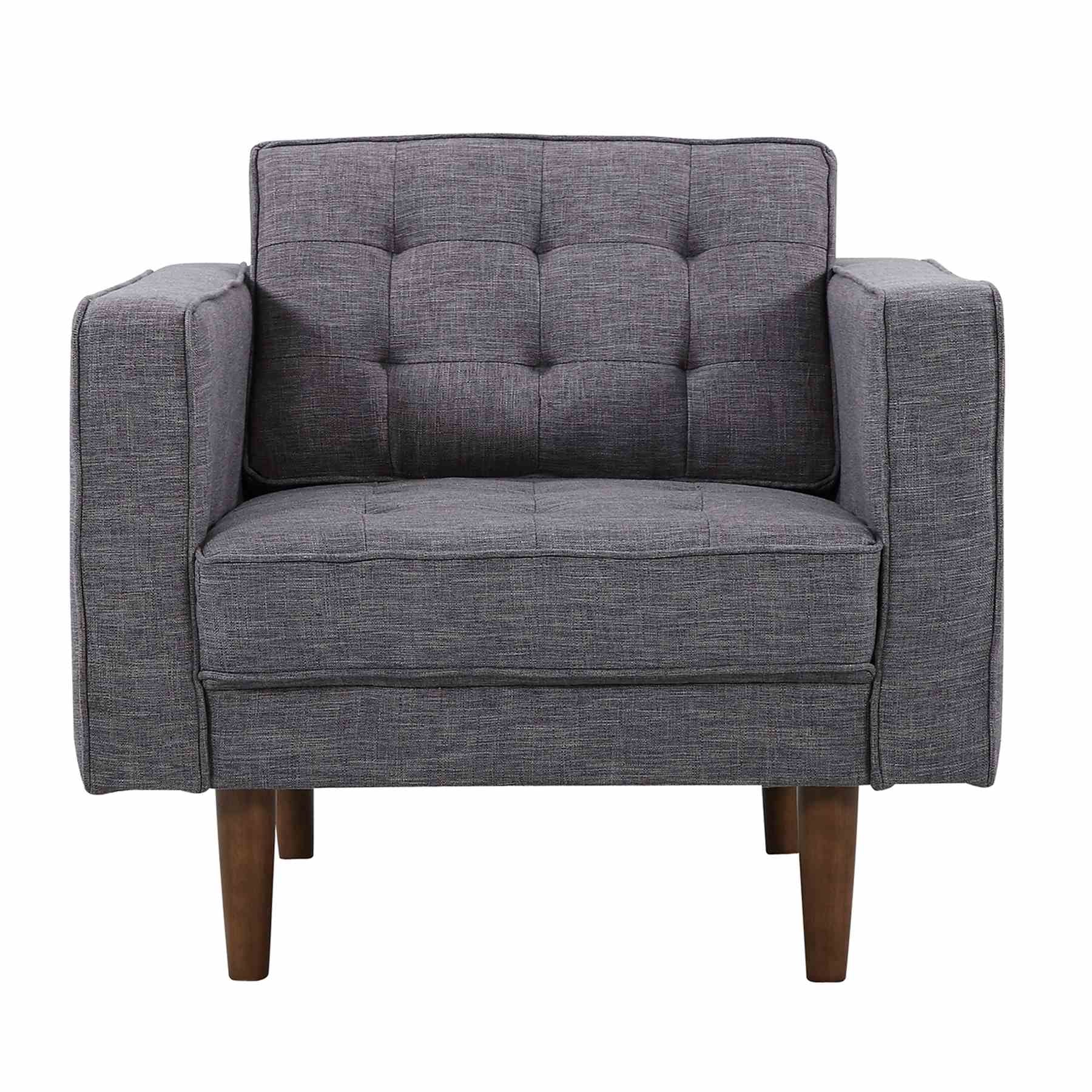 Element Mid-Century Modern Chair in Dark Gray Linen and Walnut Legs - Image 2