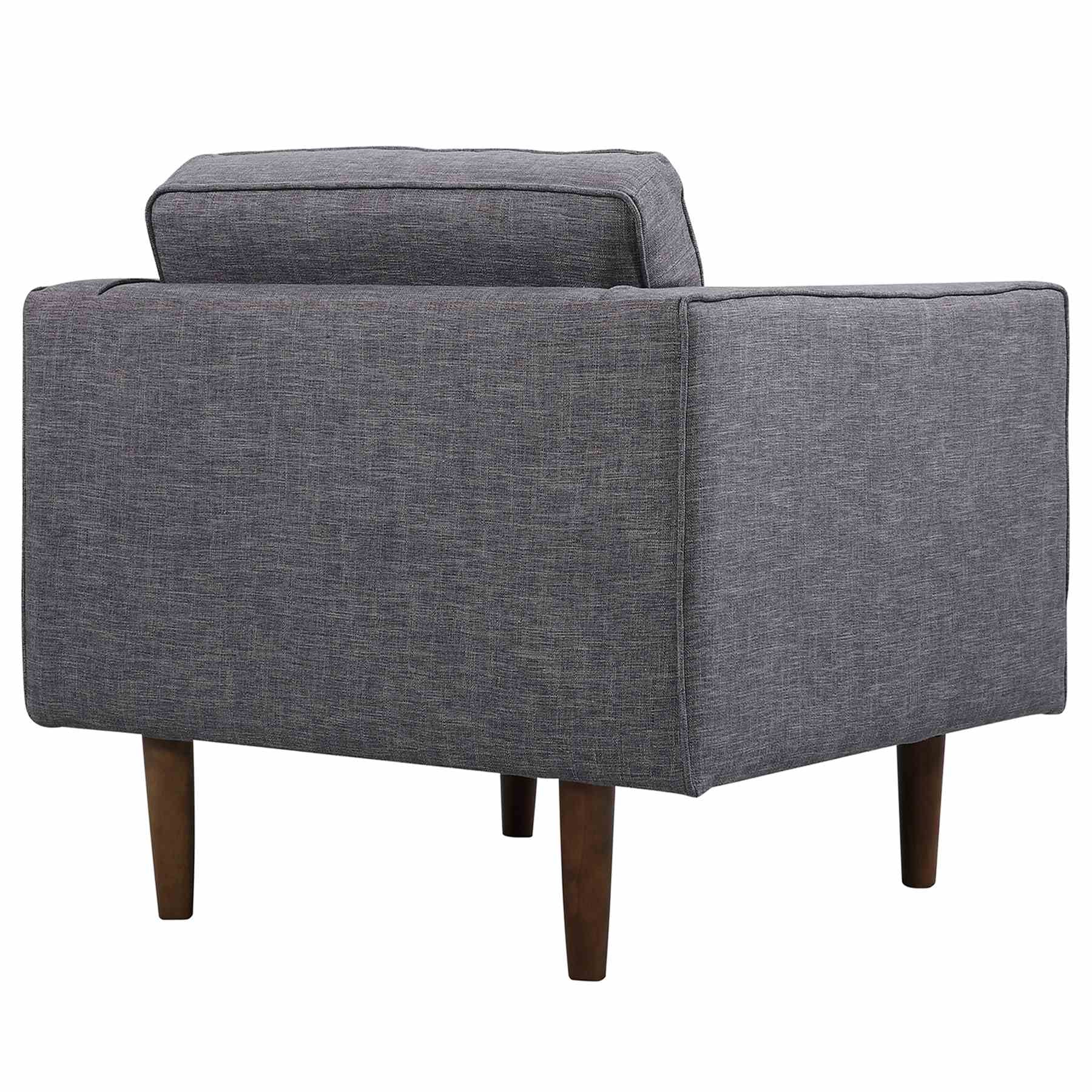 Element Mid-Century Modern Chair in Dark Gray Linen and Walnut Legs - Image 3