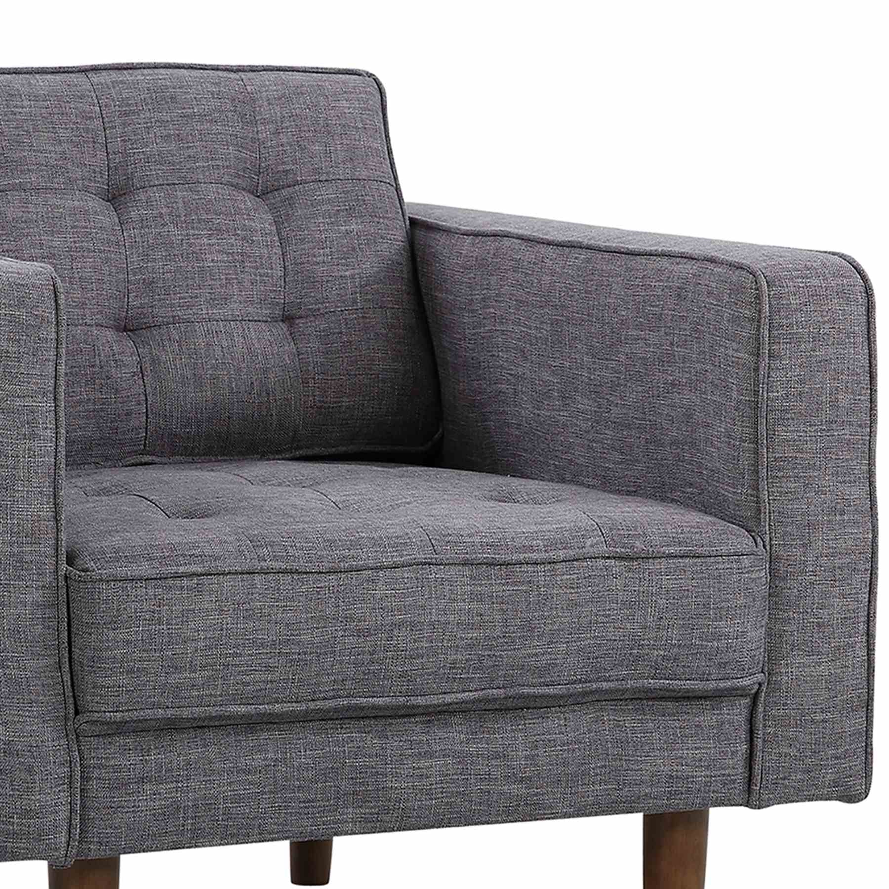 Element Mid-Century Modern Chair in Dark Gray Linen and Walnut Legs - Image 4