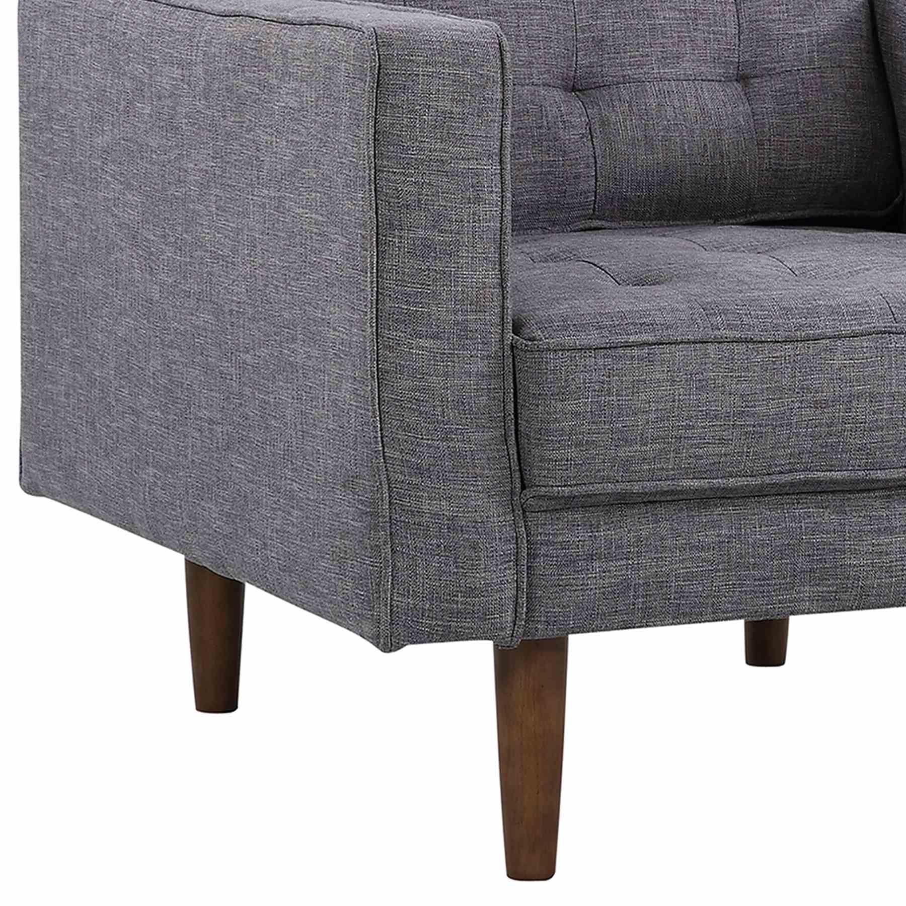 Element Mid-Century Modern Chair in Dark Gray Linen and Walnut Legs - Image 5