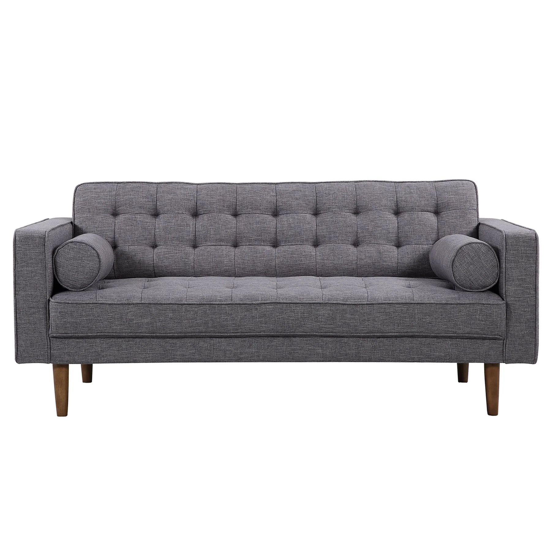 Element Mid-Century Modern Loveseat in Dark Gray Linen and Walnut Legs - Image 2